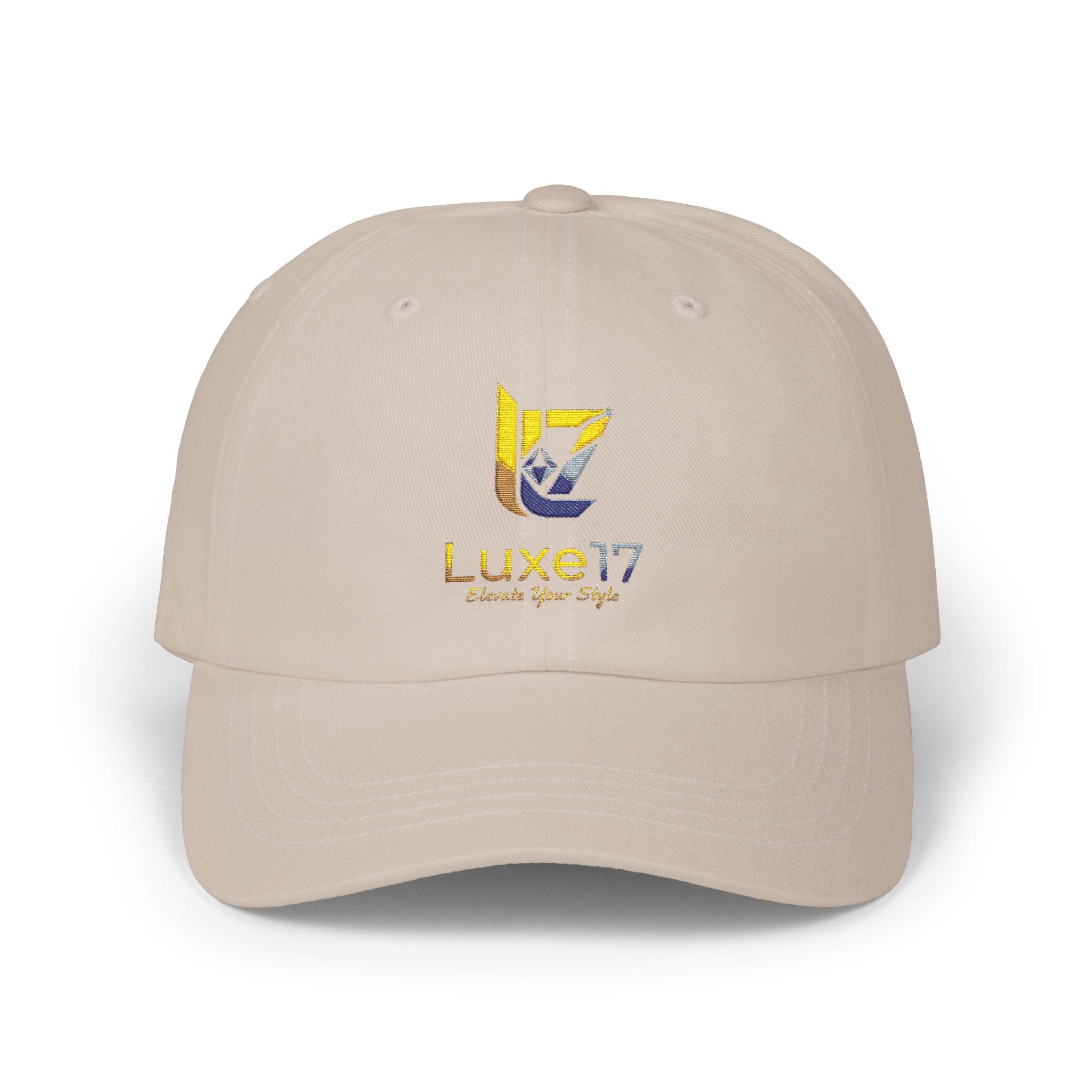 Classic Dad Cap — Luxe17 Embroidered White Baseball Hat