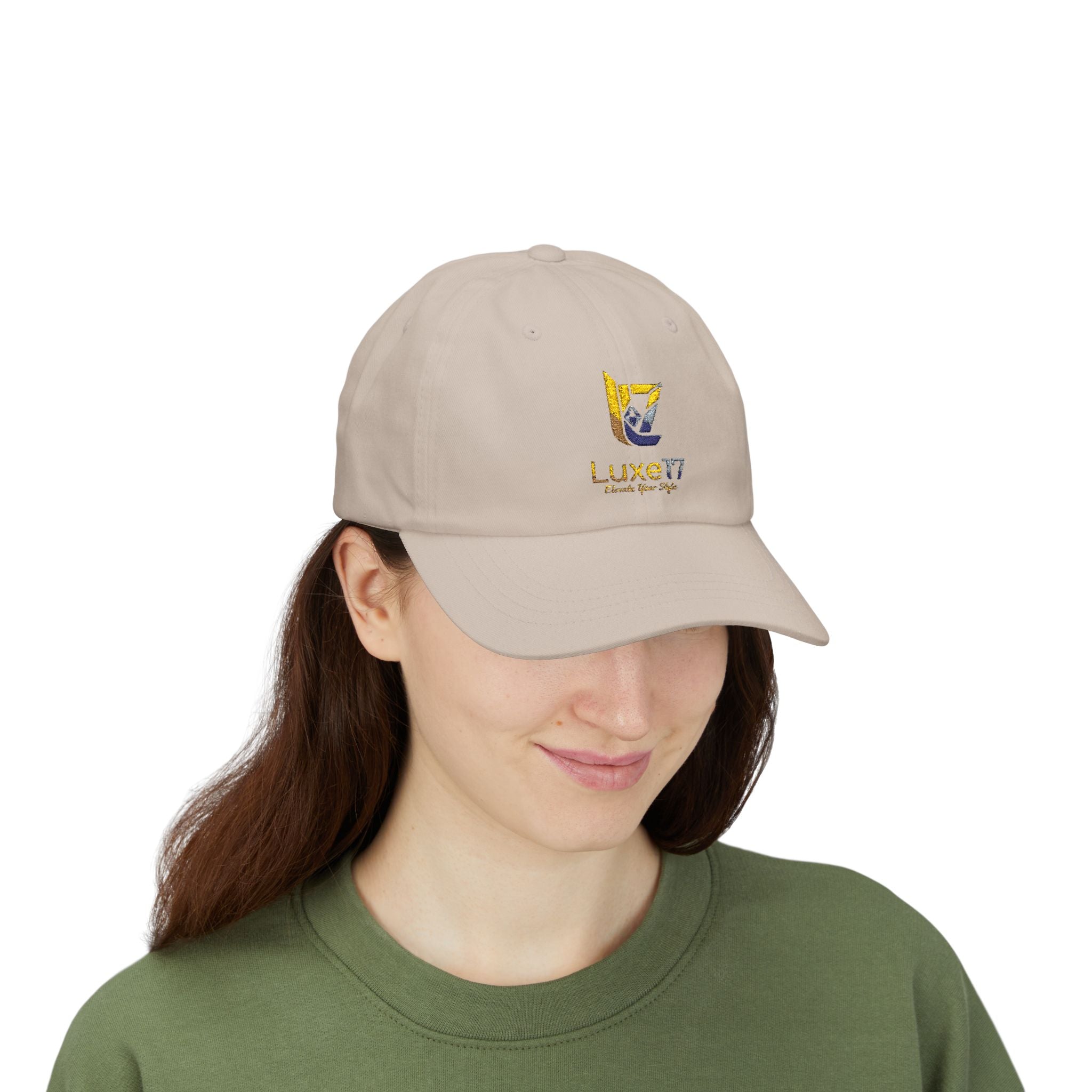 Classic Dad Cap — Luxe17 Embroidered White Baseball Hat