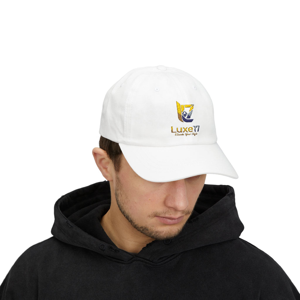 Classic Dad Cap — Luxe17 Embroidered White Baseball Hat