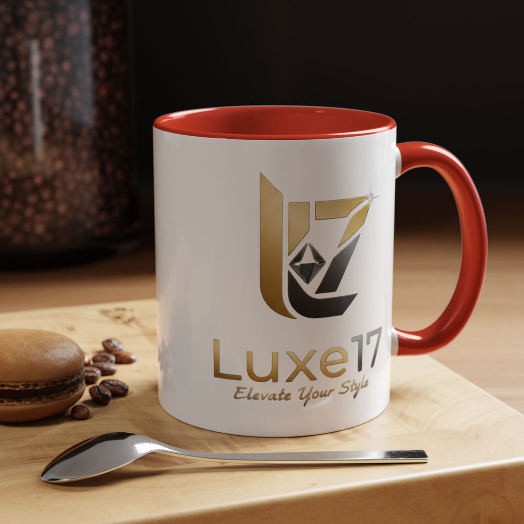 Luxe17 Accent Coffee Mug — Gold Logo 'Elevate Your Style' (11/15oz)