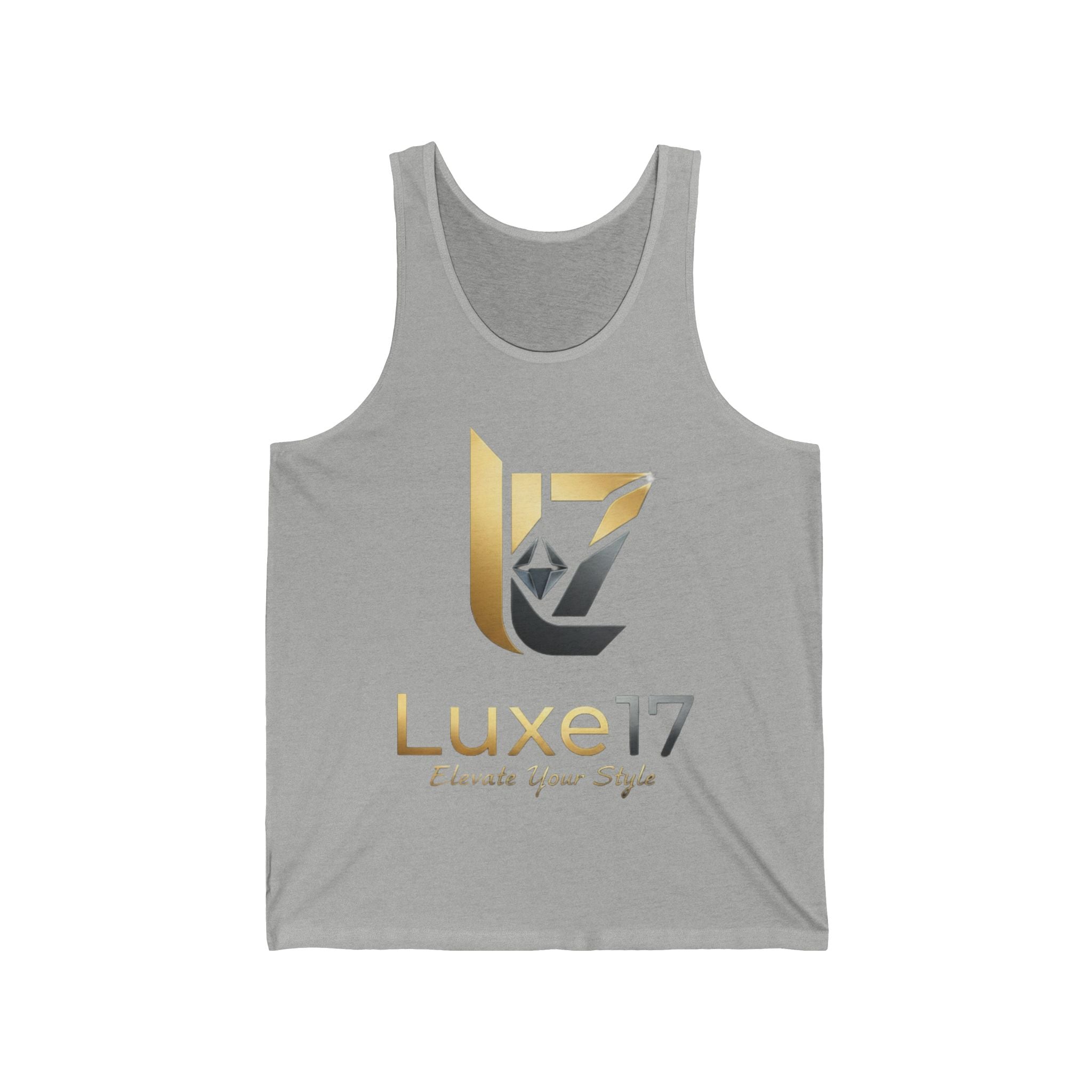 Luxe17 Gold Logo Tank — Elevate Your Style Sleeveless Tee