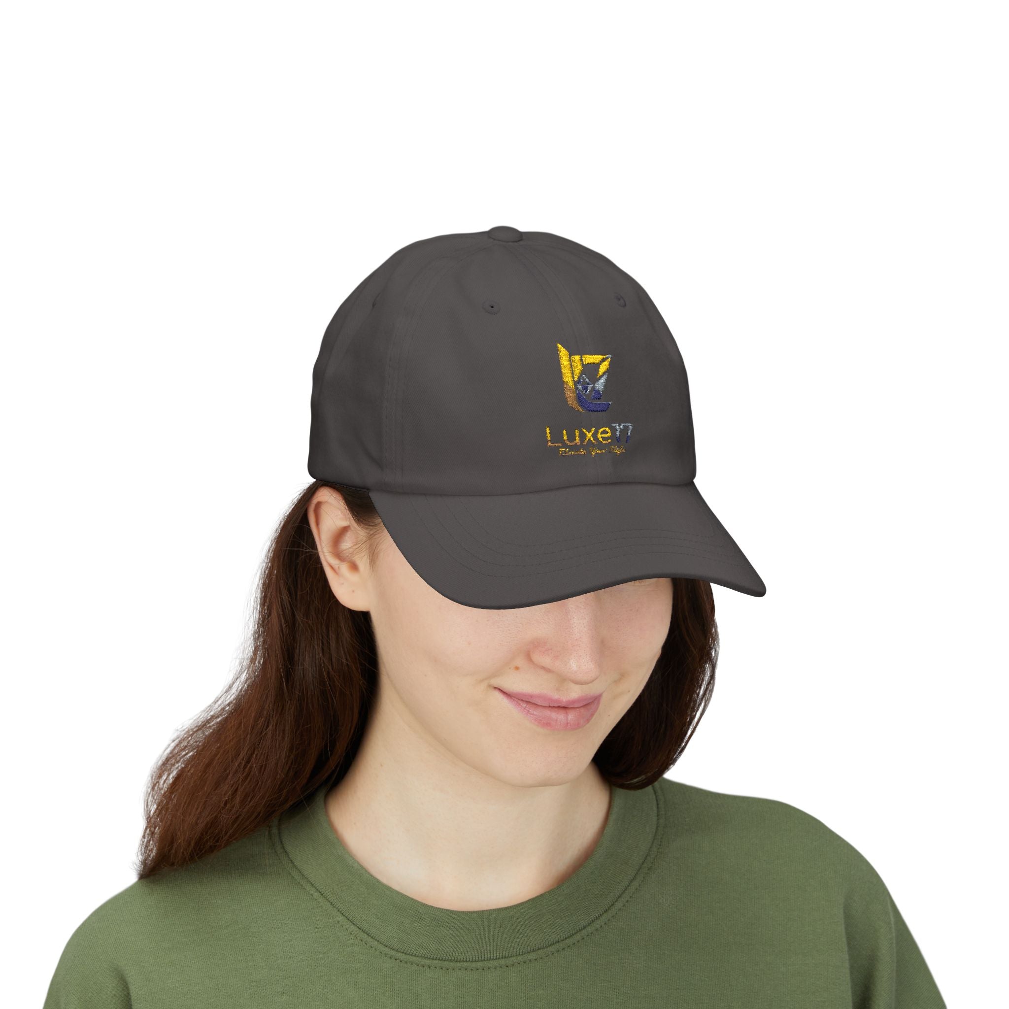 Classic Dad Cap — Luxe17 Embroidered White Baseball Hat