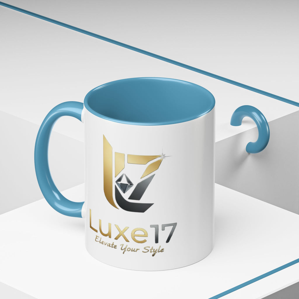 Luxe17 Accent Coffee Mug — Gold Logo 'Elevate Your Style' (11/15oz)