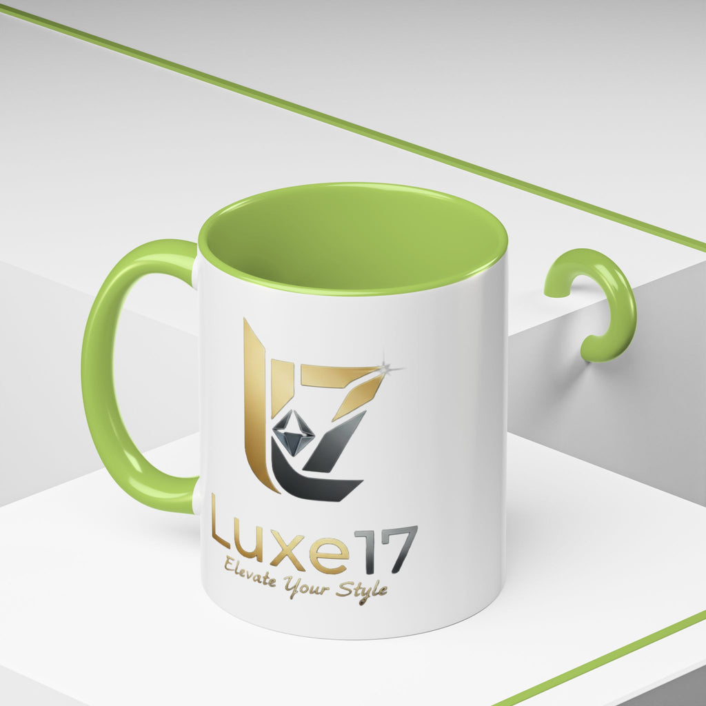 Luxe17 Accent Coffee Mug — Gold Logo 'Elevate Your Style' (11/15oz)