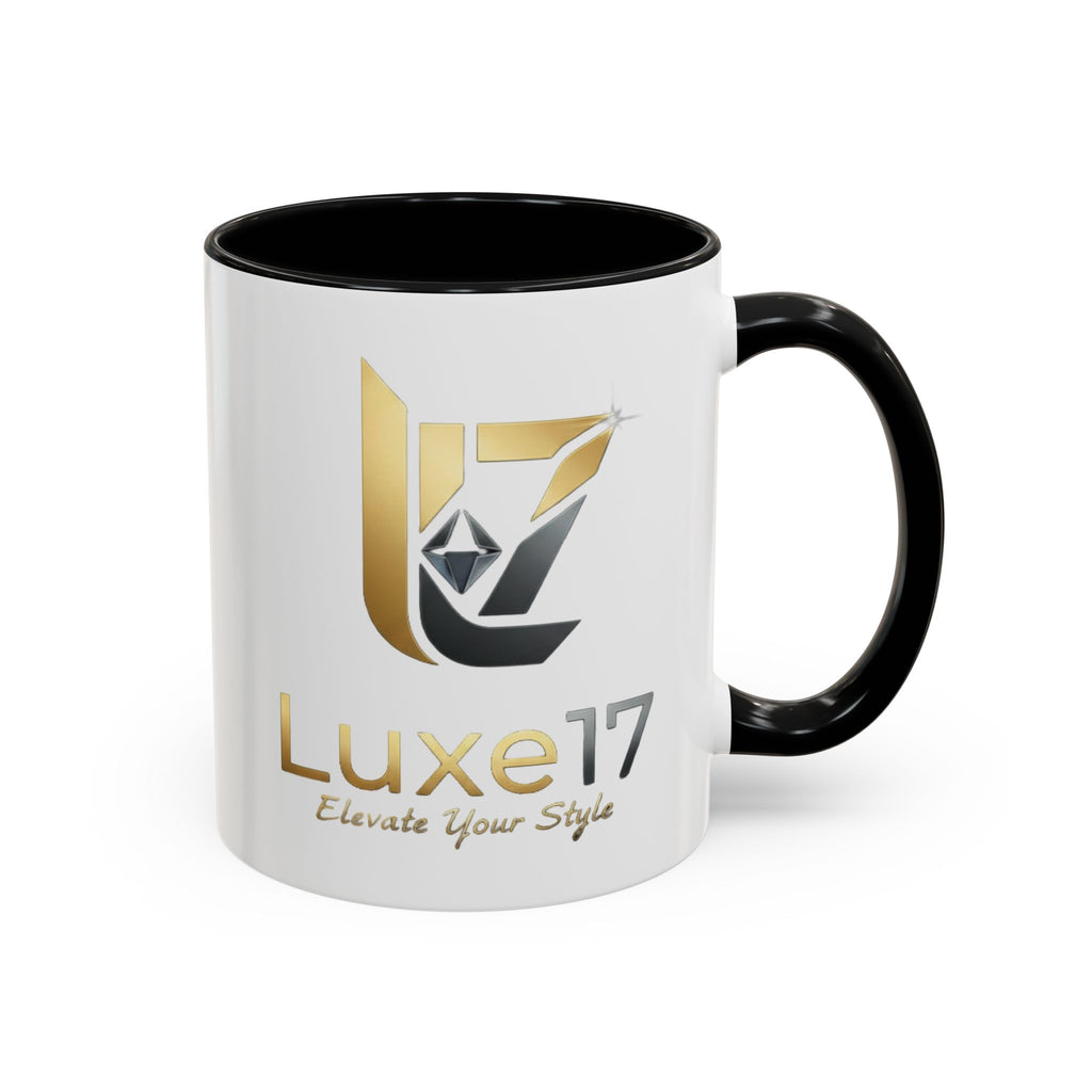 Luxe17 Accent Coffee Mug — Gold Logo 'Elevate Your Style' (11/15oz)