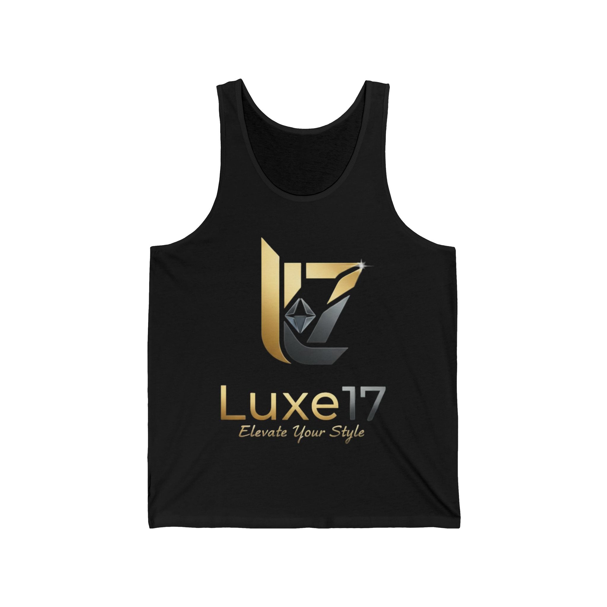 Luxe17 Gold Logo Tank — Elevate Your Style Sleeveless Tee