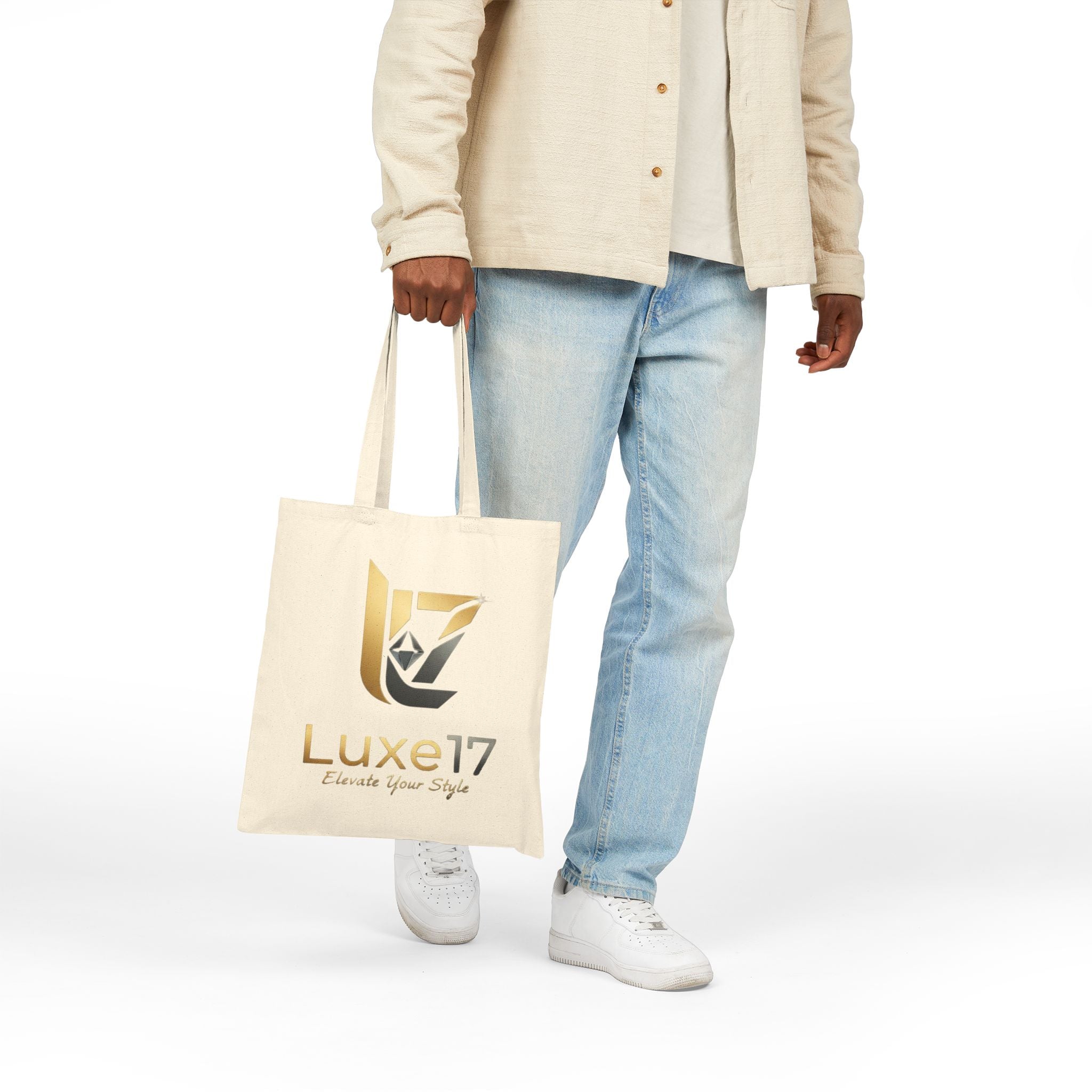 Tote Bag — Luxe17 Gold Logo Canvas Tote (Elevate Your Style)