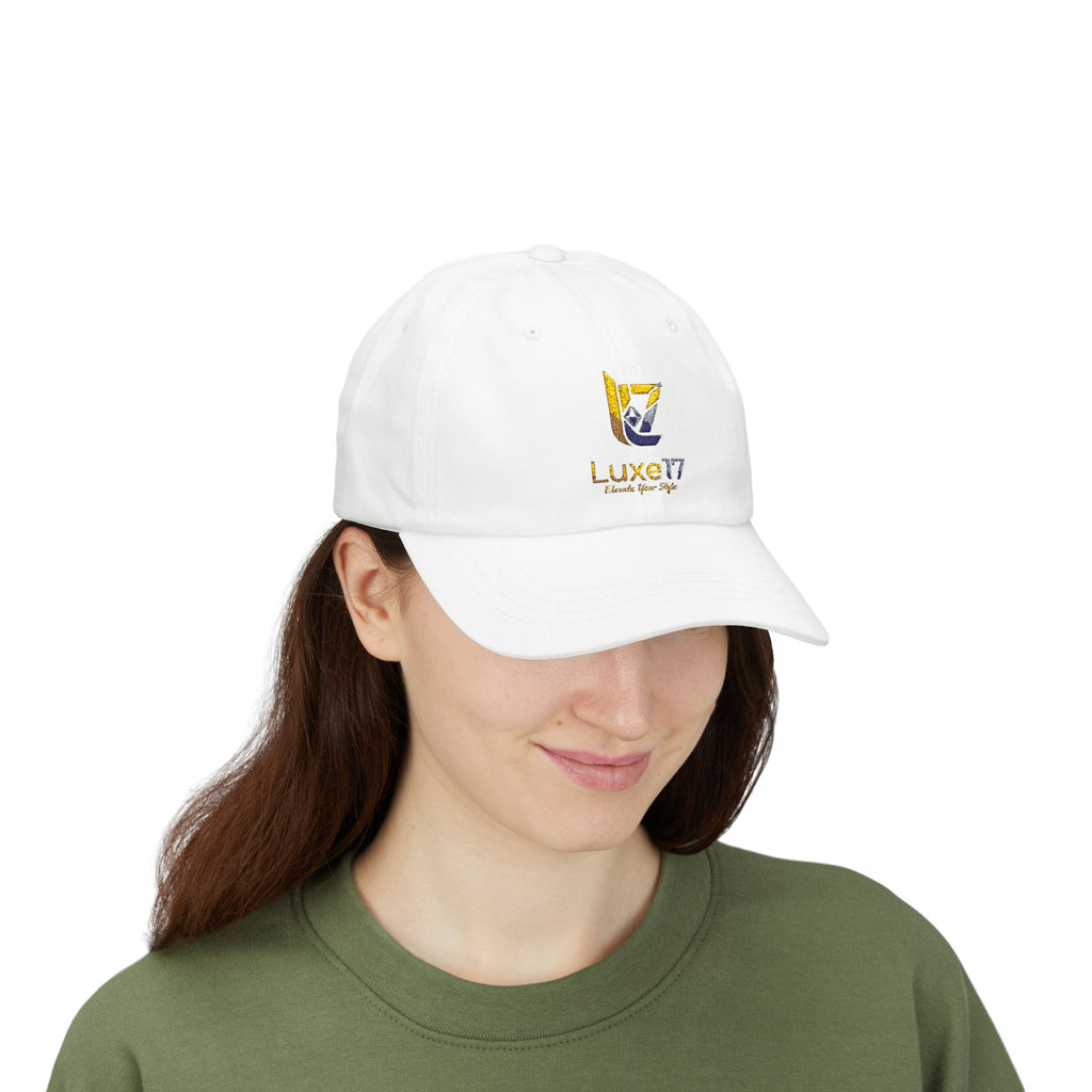 Classic Dad Cap — Luxe17 Embroidered White Baseball Hat