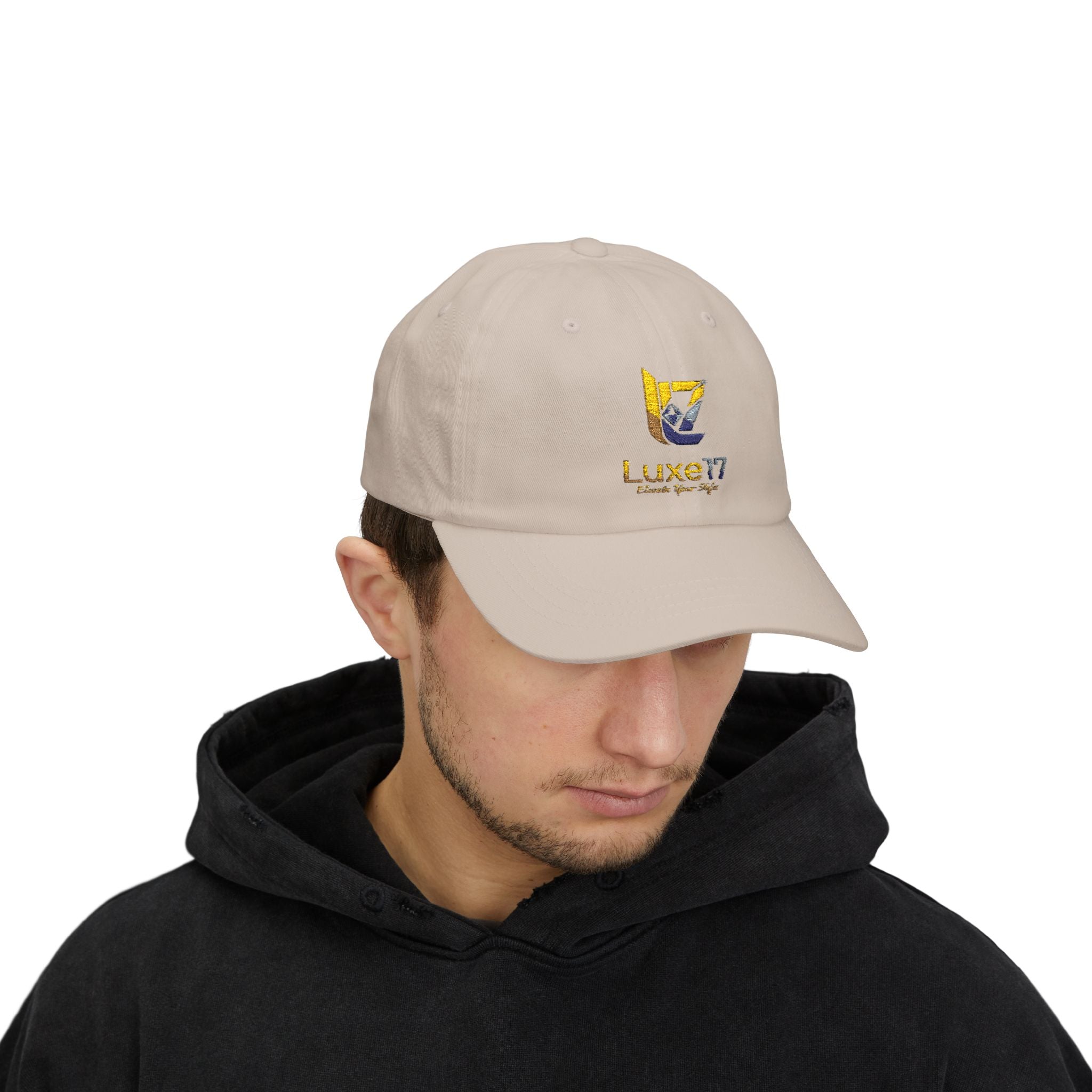 Classic Dad Cap — Luxe17 Embroidered White Baseball Hat