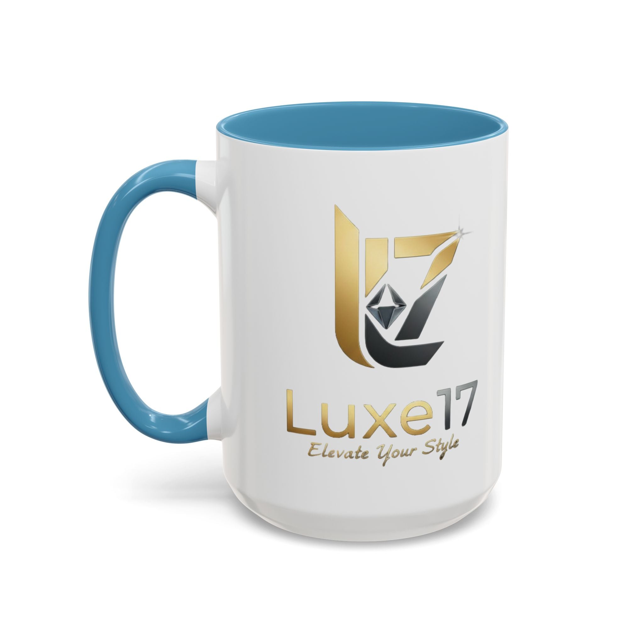 Luxe17 Accent Coffee Mug — Gold Logo 'Elevate Your Style' (11/15oz)