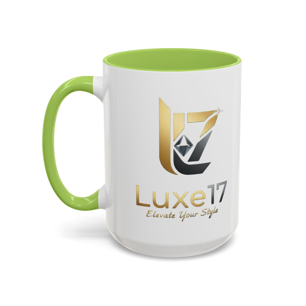Luxe17 Accent Coffee Mug — Gold Logo 'Elevate Your Style' (11/15oz)