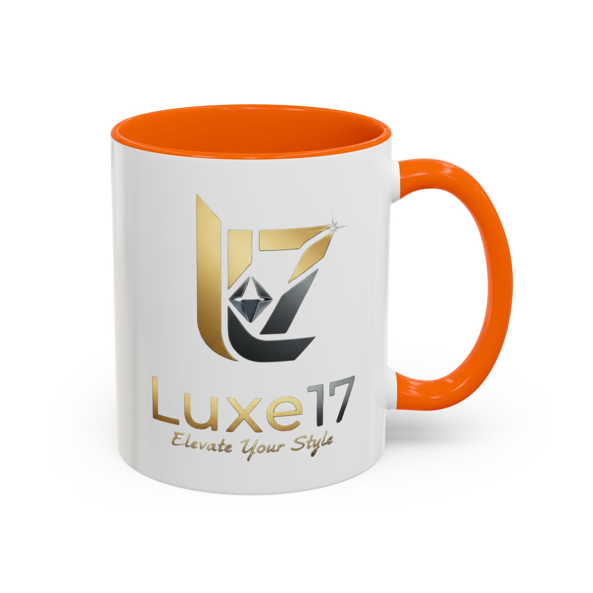 Luxe17 Accent Coffee Mug — Gold Logo 'Elevate Your Style' (11/15oz)