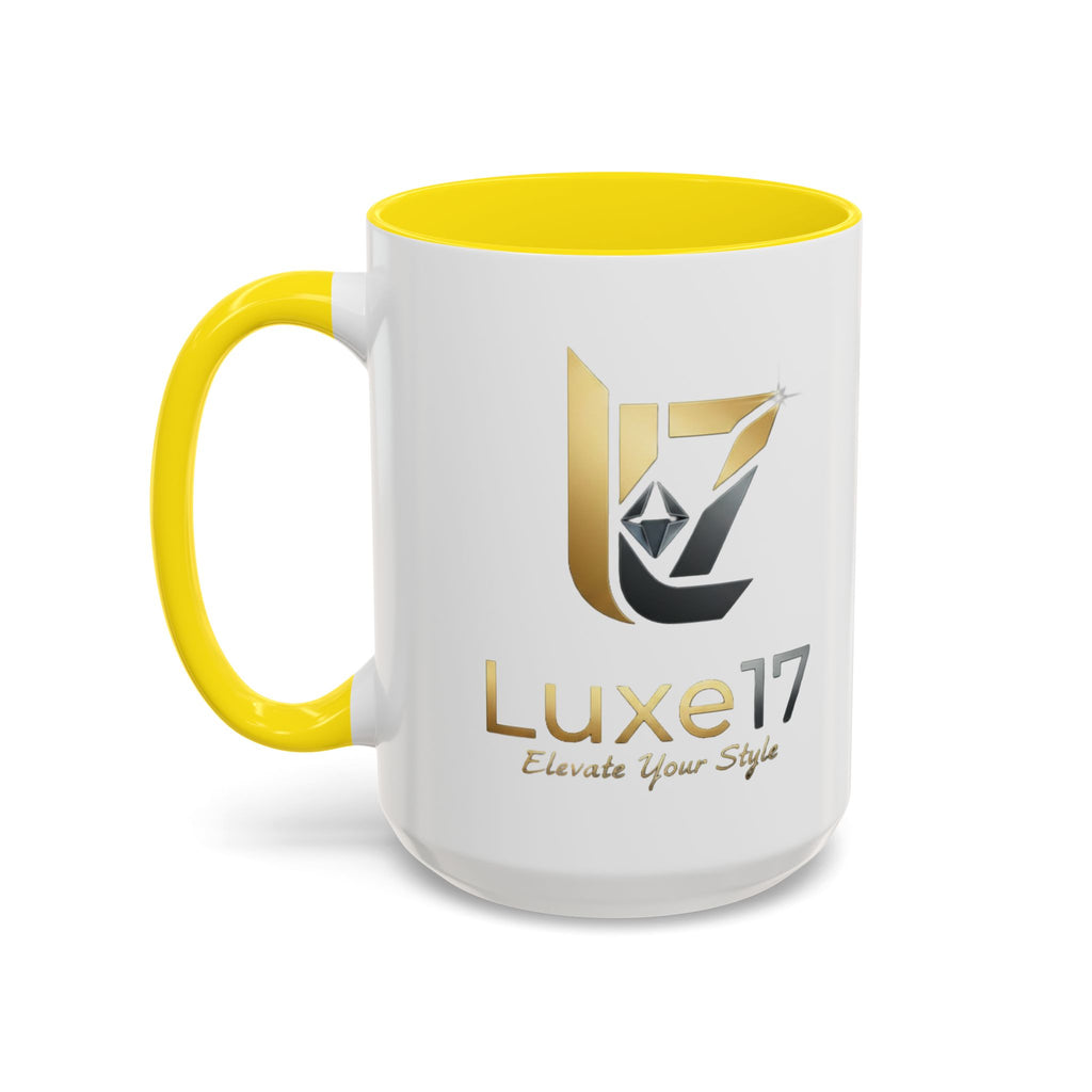 Luxe17 Accent Coffee Mug — Gold Logo 'Elevate Your Style' (11/15oz)