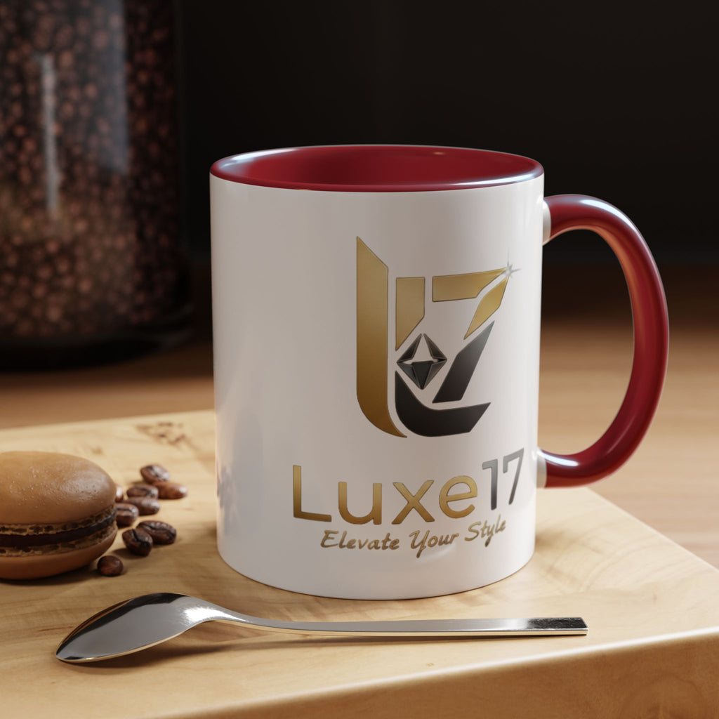 Luxe17 Accent Coffee Mug — Gold Logo 'Elevate Your Style' (11/15oz)