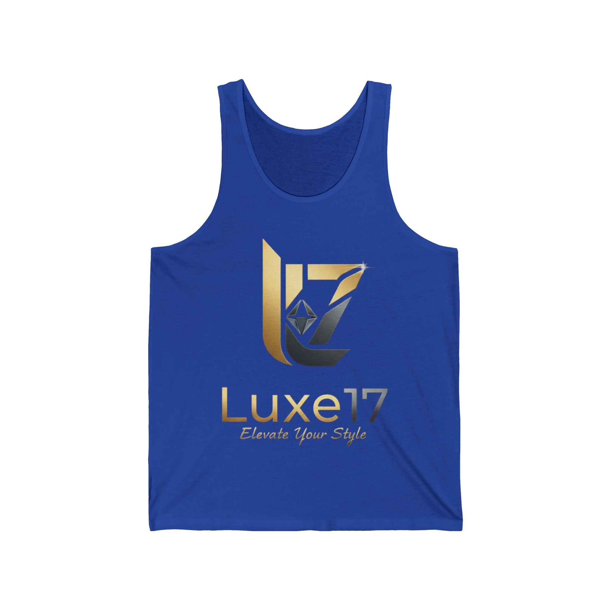 Luxe17 Gold Logo Tank — Elevate Your Style Sleeveless Tee