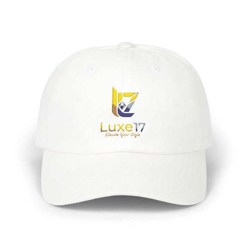 Classic Dad Cap — Luxe17 Embroidered White Baseball Hat