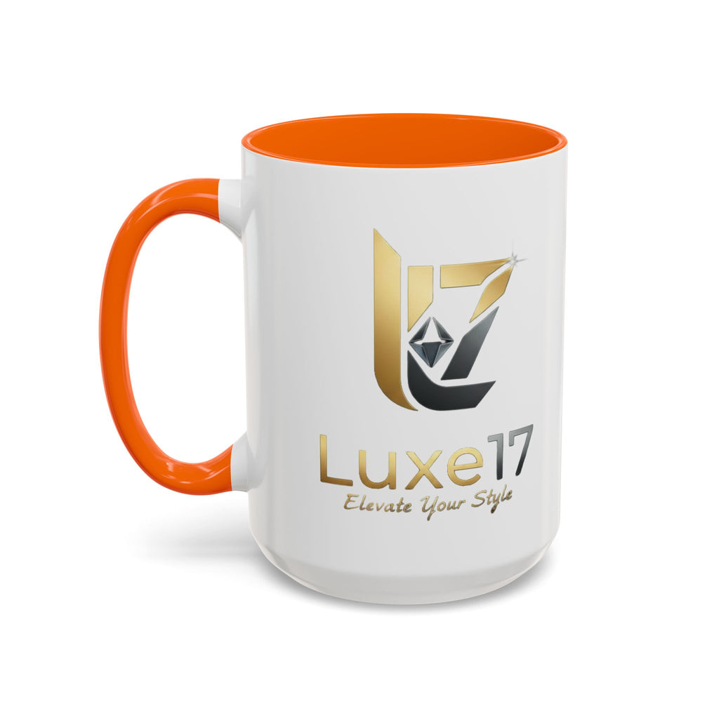Luxe17 Accent Coffee Mug — Gold Logo 'Elevate Your Style' (11/15oz)