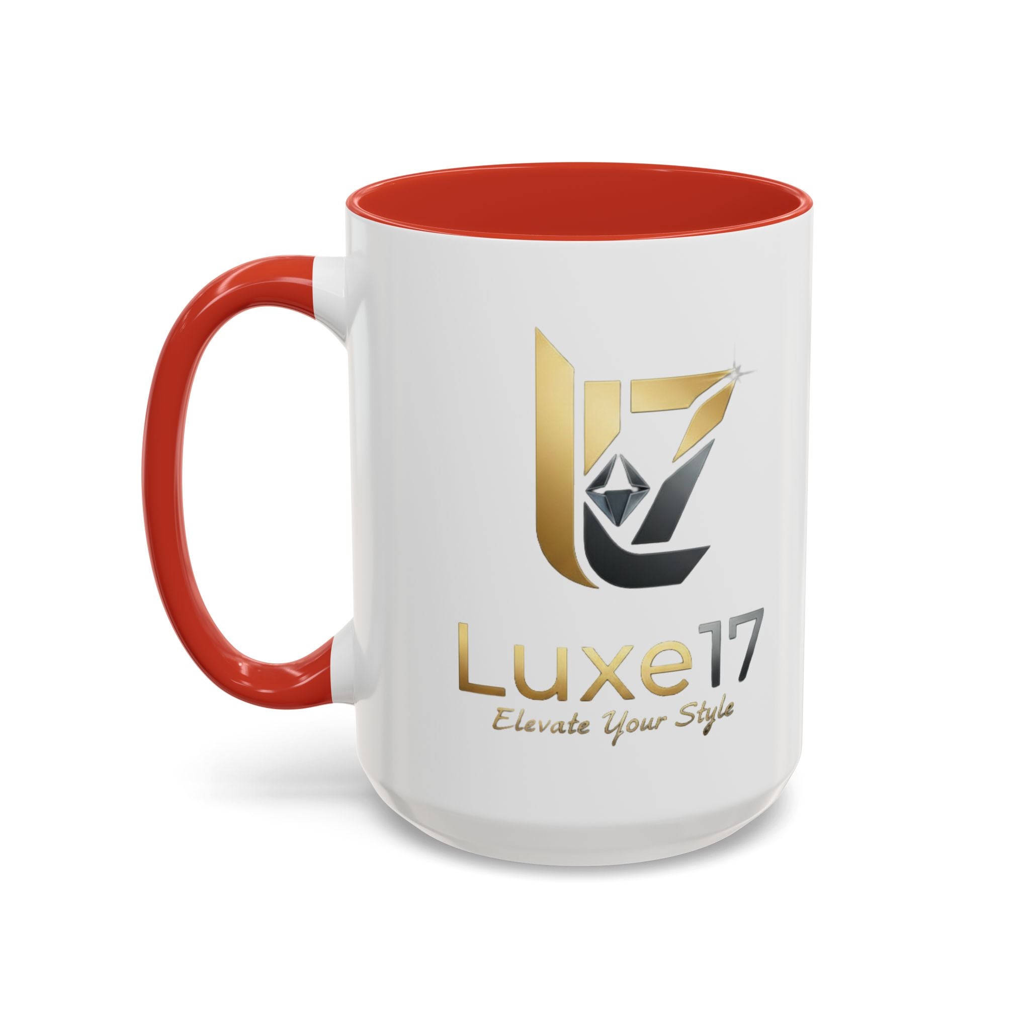 Luxe17 Accent Coffee Mug — Gold Logo 'Elevate Your Style' (11/15oz)