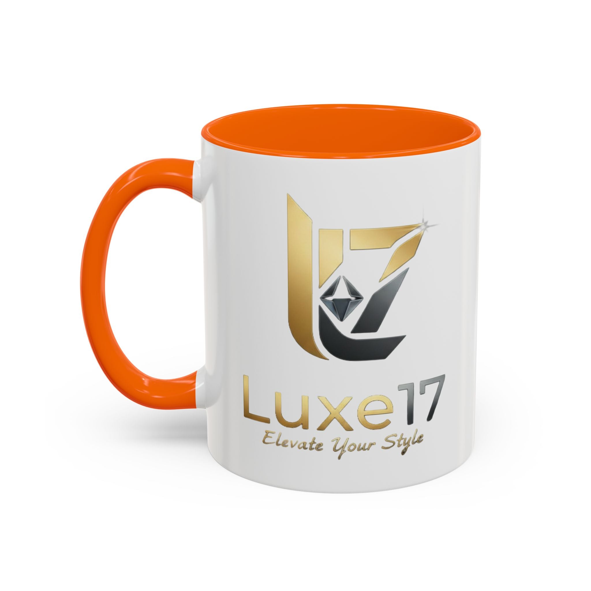 Luxe17 Accent Coffee Mug — Gold Logo 'Elevate Your Style' (11/15oz)