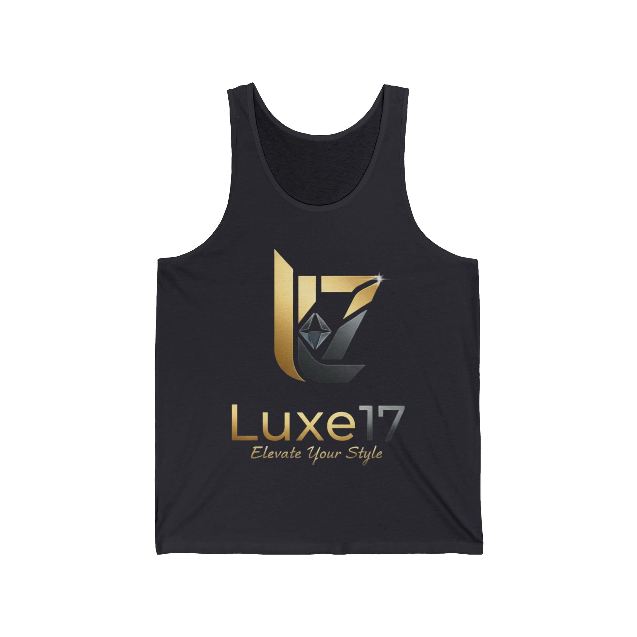 Luxe17 Gold Logo Tank — Elevate Your Style Sleeveless Tee