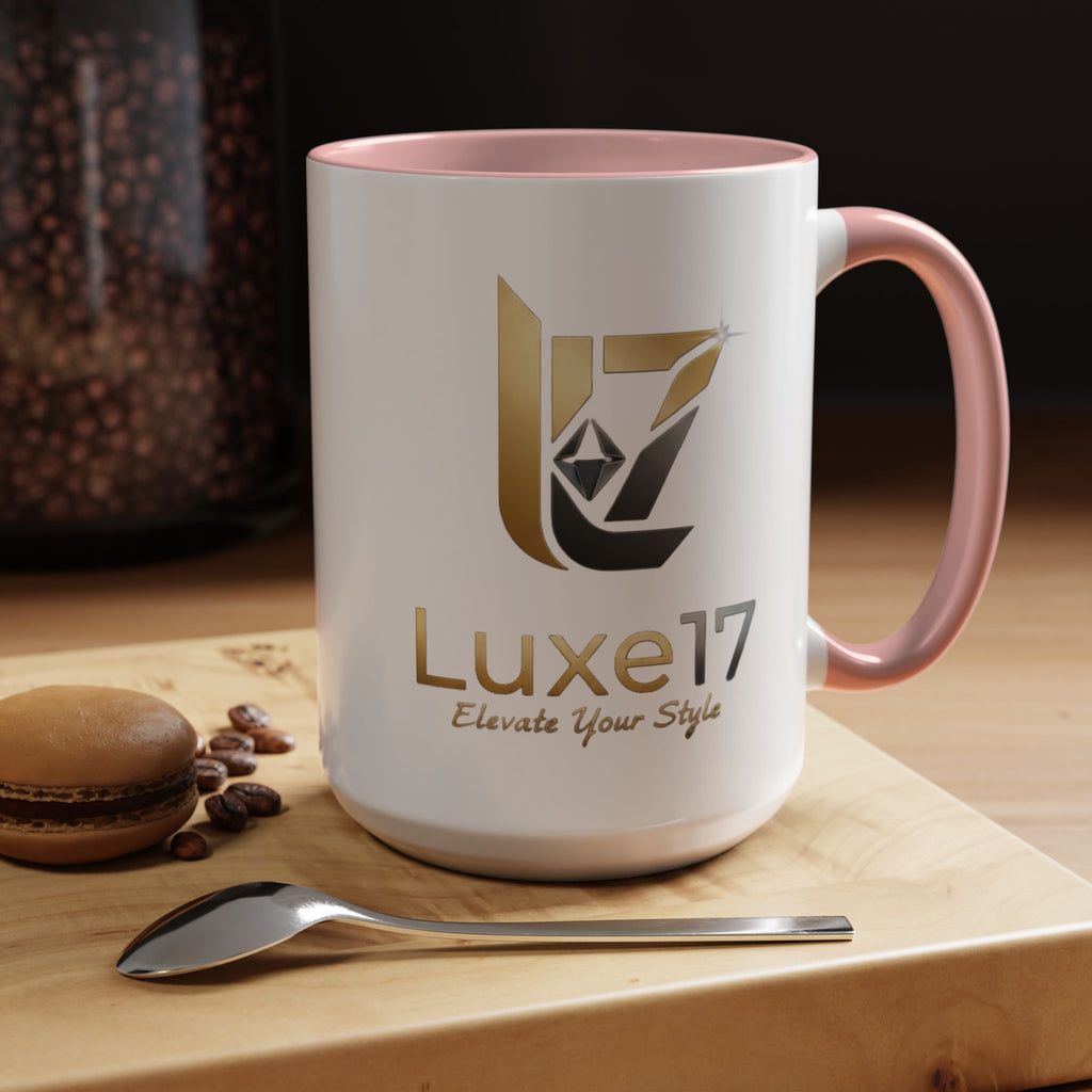 Luxe17 Accent Coffee Mug — Gold Logo 'Elevate Your Style' (11/15oz)