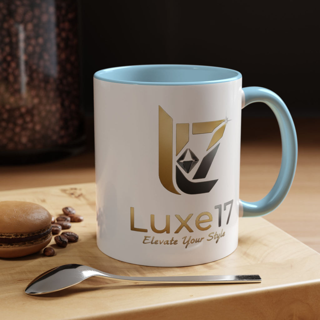 Luxe17 Accent Coffee Mug — Gold Logo 'Elevate Your Style' (11/15oz)
