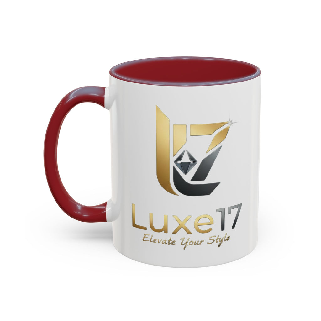 Luxe17 Accent Coffee Mug — Gold Logo 'Elevate Your Style' (11/15oz)