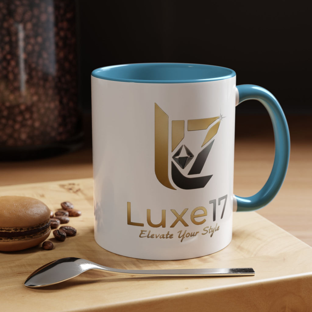 Luxe17 Accent Coffee Mug — Gold Logo 'Elevate Your Style' (11/15oz)