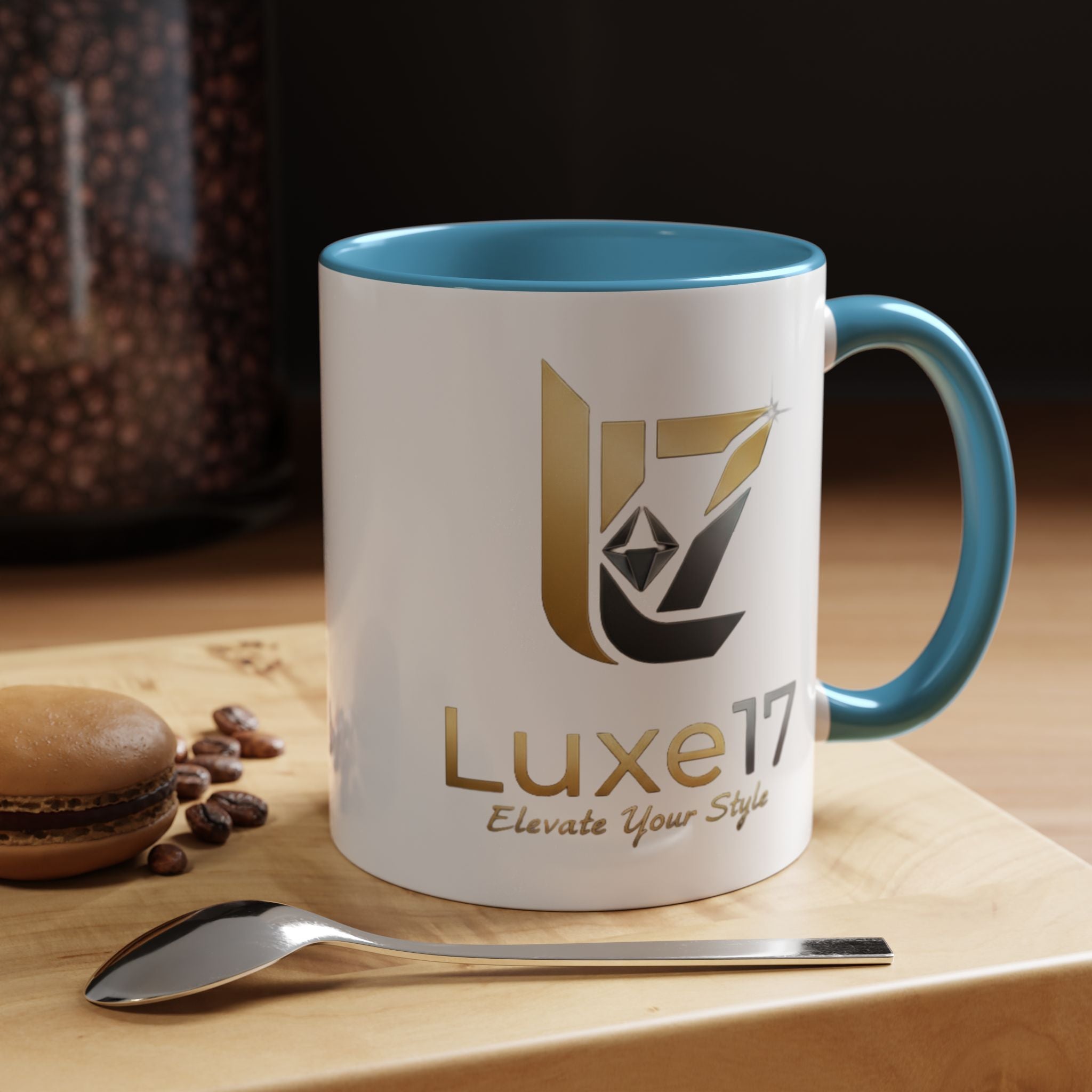 Luxe17 Accent Coffee Mug — Gold Logo 'Elevate Your Style' (11/15oz)