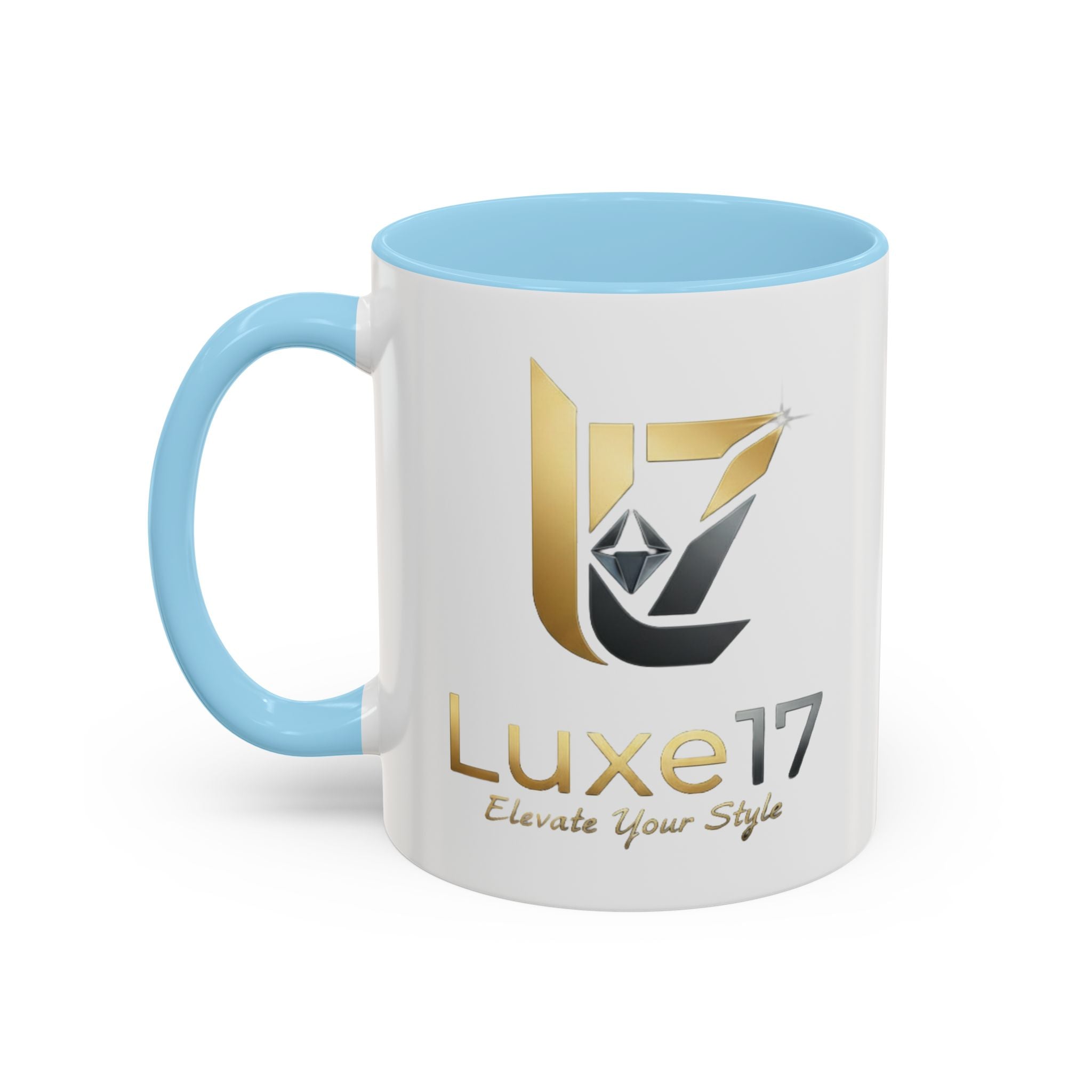 Luxe17 Accent Coffee Mug — Gold Logo 'Elevate Your Style' (11/15oz)