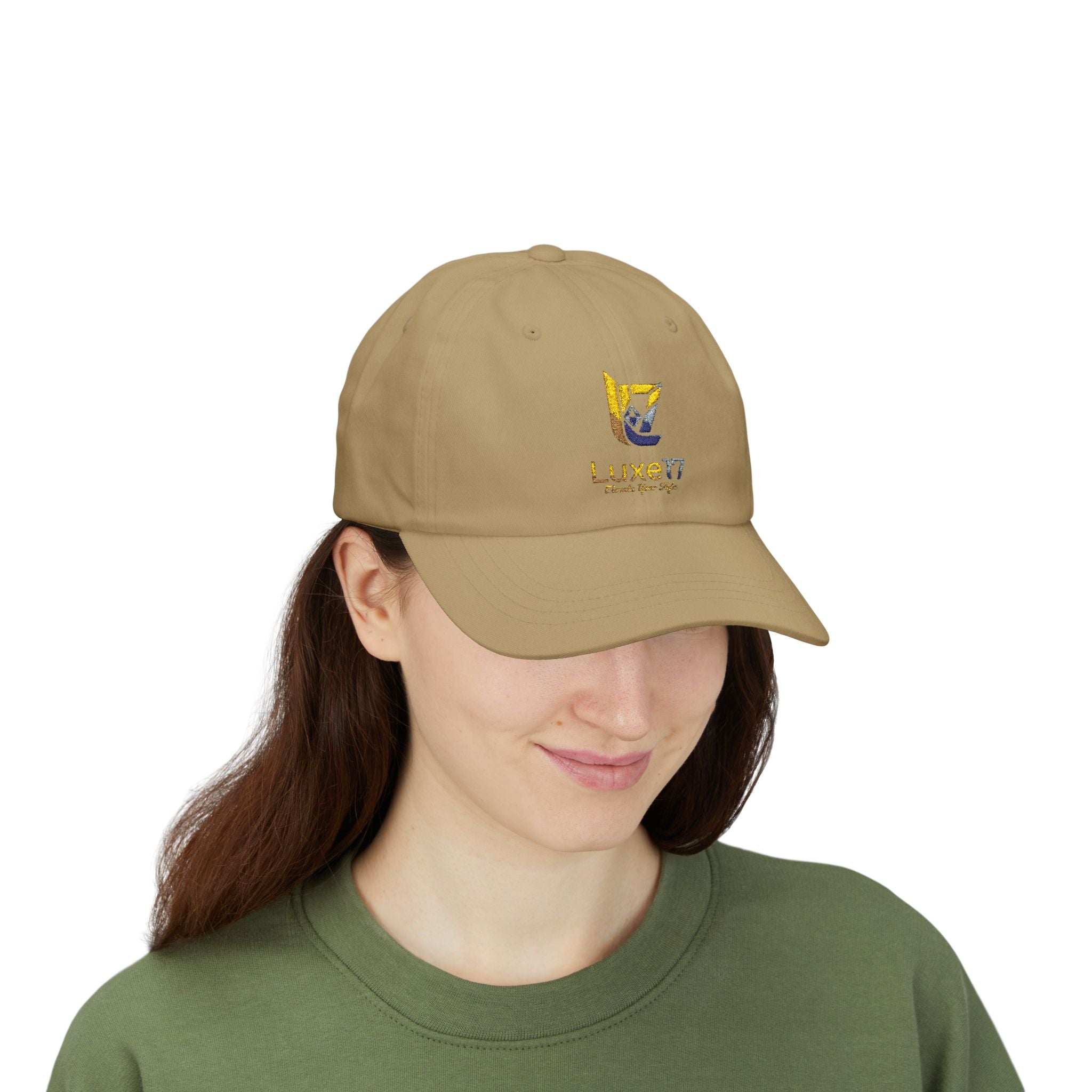 Classic Dad Cap — Luxe17 Embroidered White Baseball Hat