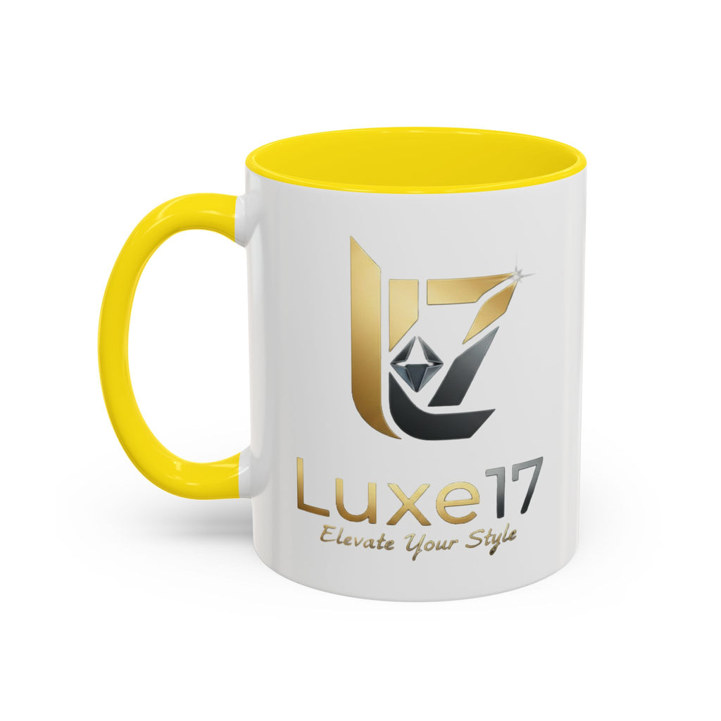 Luxe17 Accent Coffee Mug — Gold Logo 'Elevate Your Style' (11/15oz)