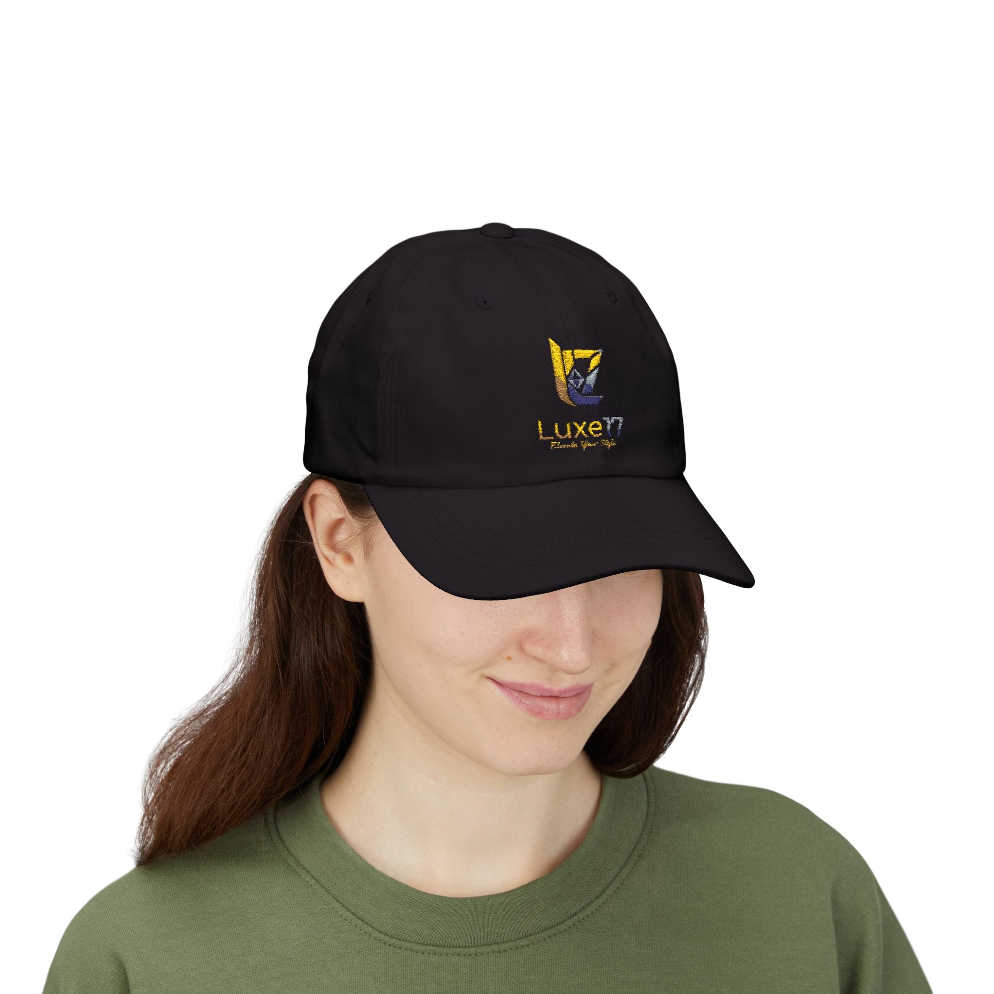 Classic Dad Cap — Luxe17 Embroidered White Baseball Hat