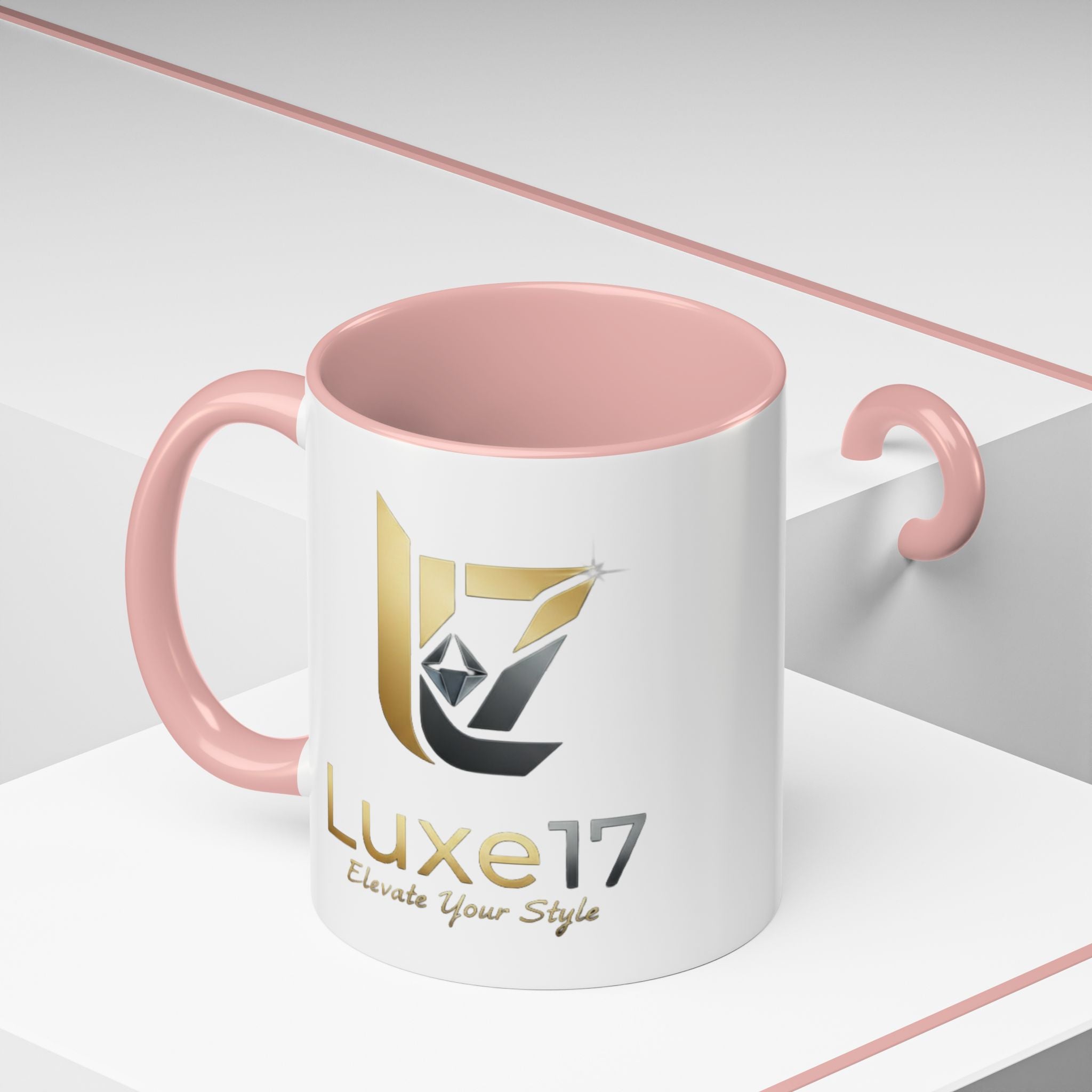 Luxe17 Accent Coffee Mug — Gold Logo 'Elevate Your Style' (11/15oz)