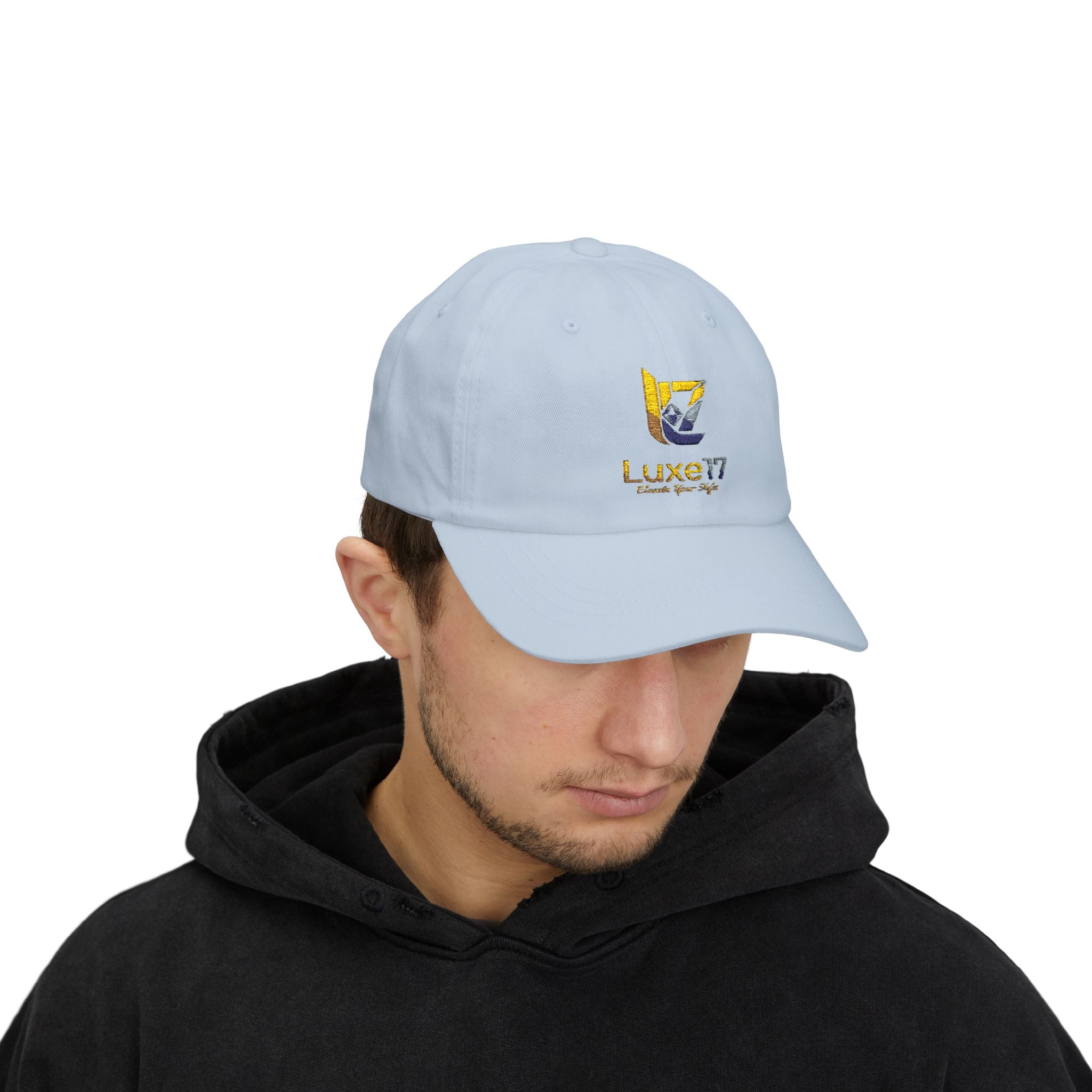 Classic Dad Cap — Luxe17 Embroidered White Baseball Hat