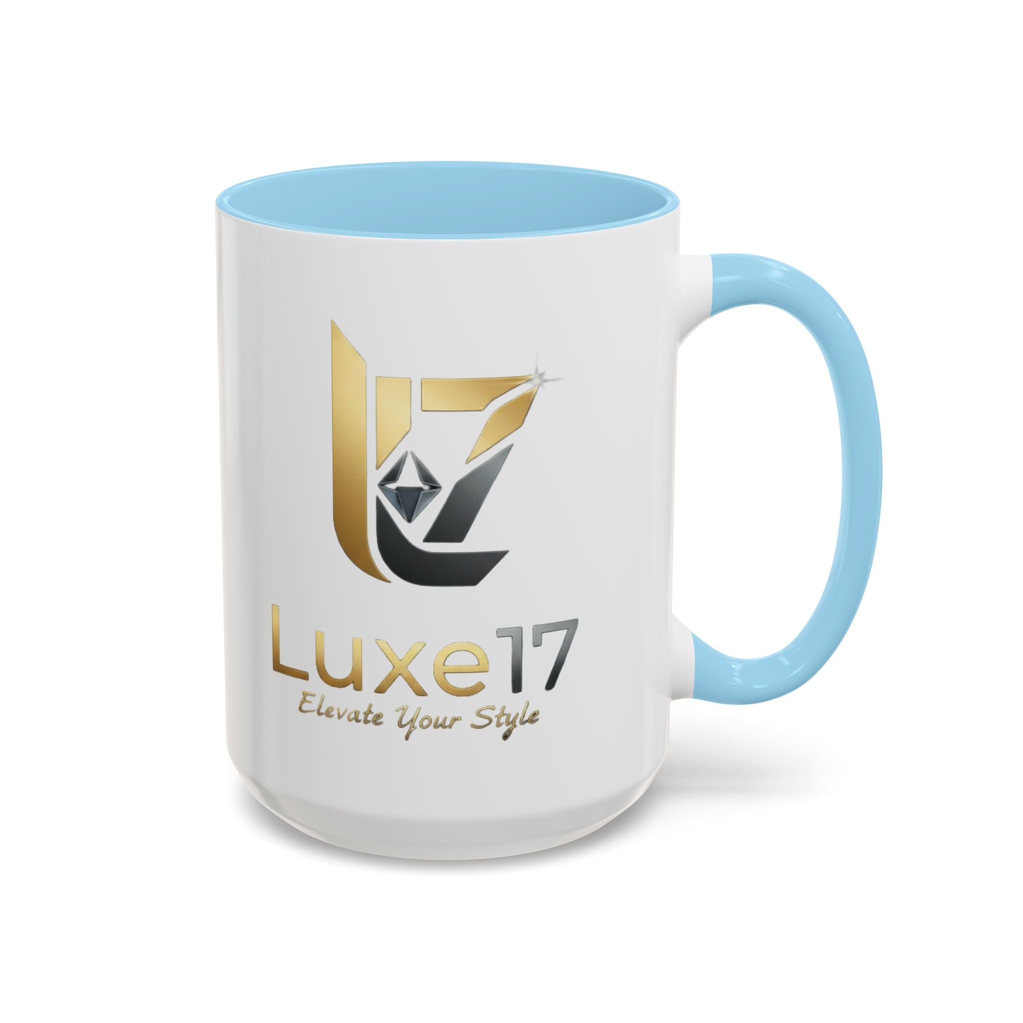 Luxe17 Accent Coffee Mug — Gold Logo 'Elevate Your Style' (11/15oz)