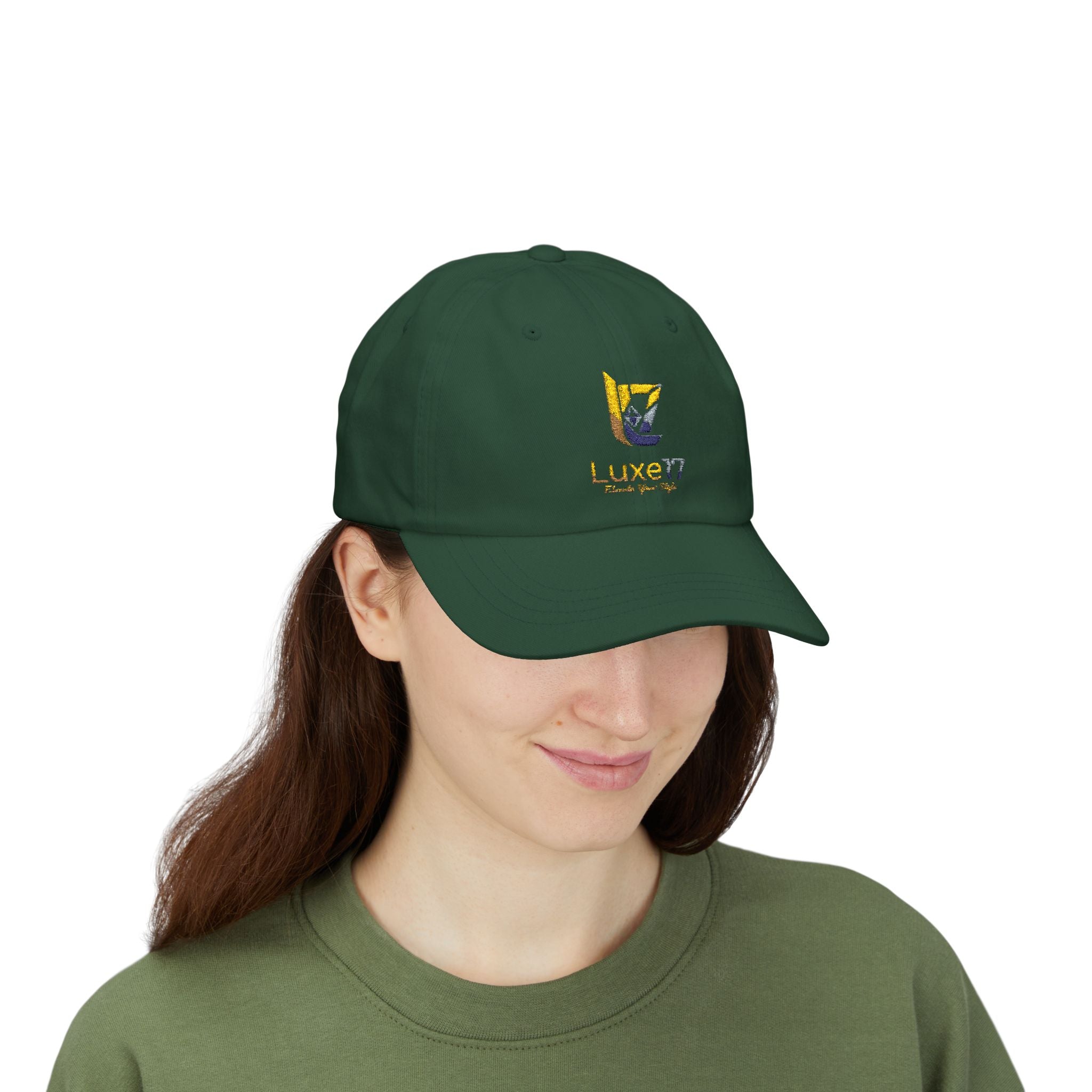 Classic Dad Cap — Luxe17 Embroidered White Baseball Hat
