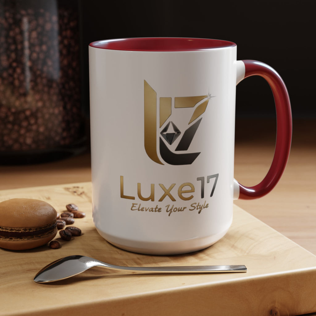 Luxe17 Accent Coffee Mug — Gold Logo 'Elevate Your Style' (11/15oz)