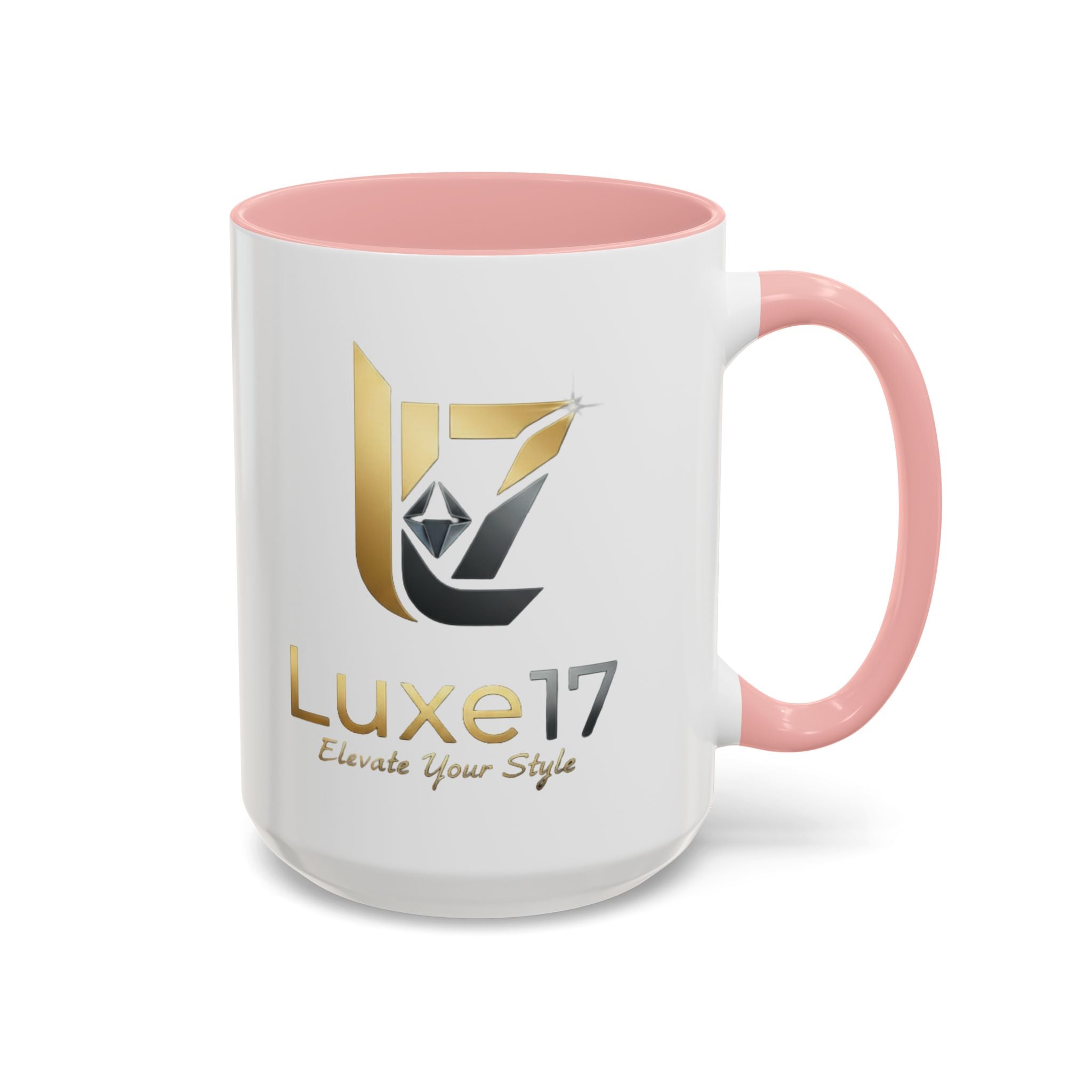 Luxe17 Accent Coffee Mug — Gold Logo 'Elevate Your Style' (11/15oz)