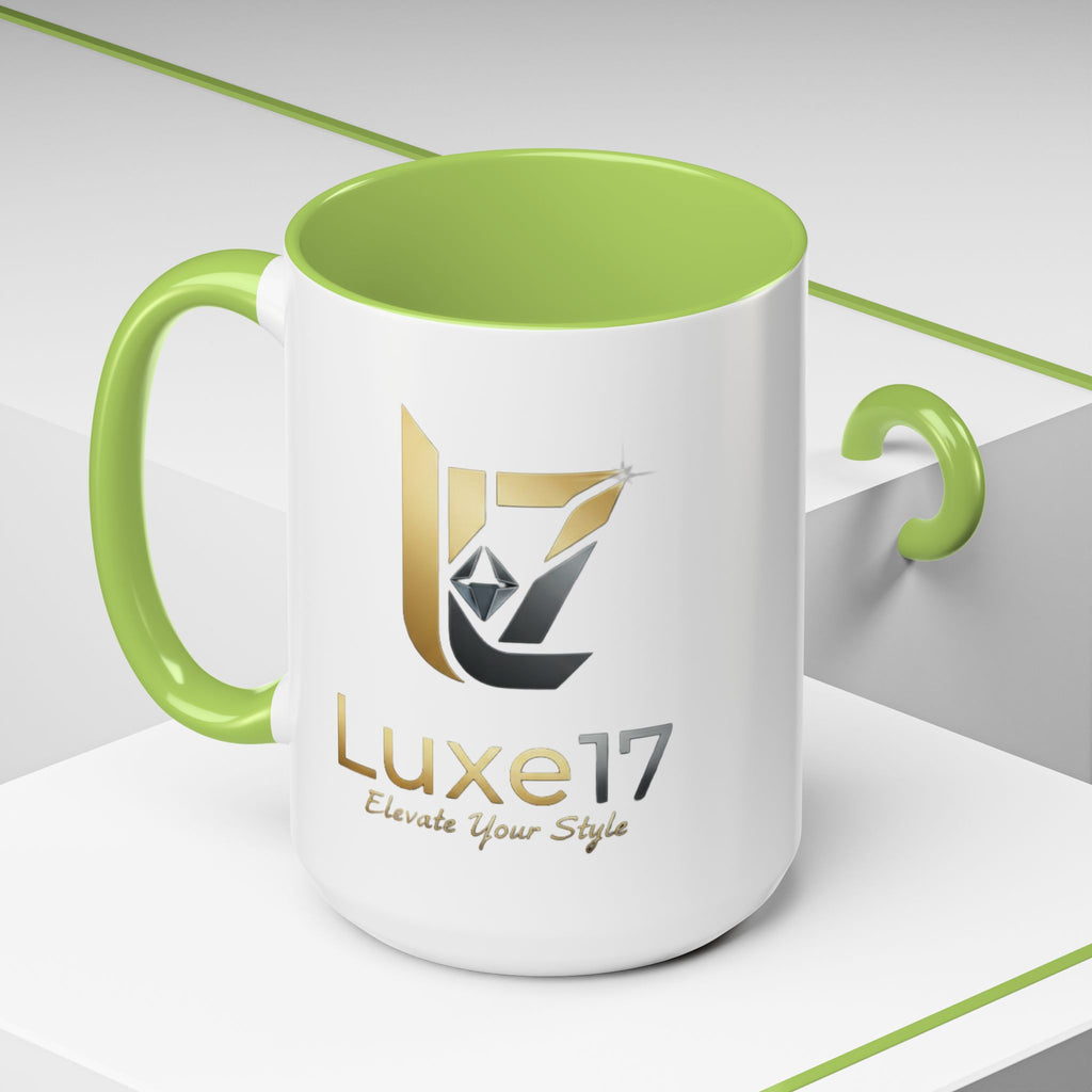 Luxe17 Accent Coffee Mug — Gold Logo 'Elevate Your Style' (11/15oz)