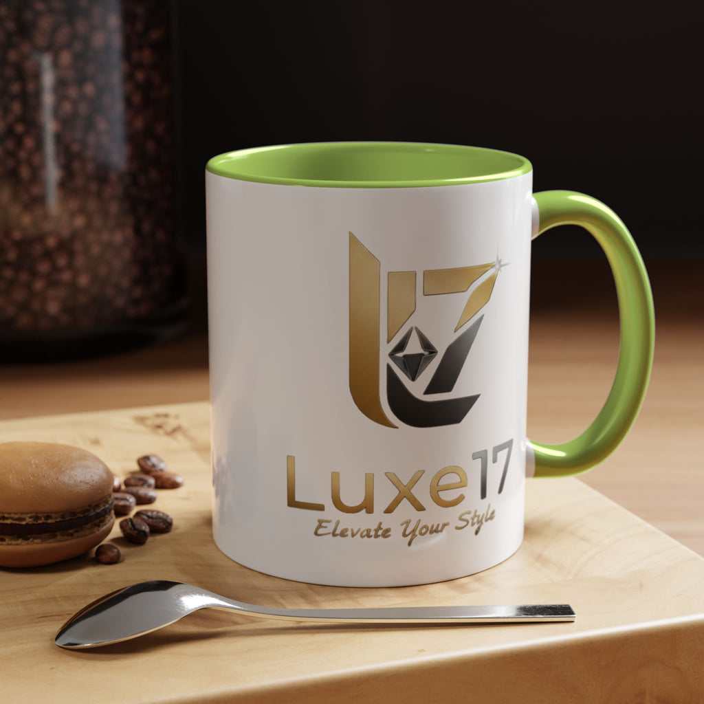 Luxe17 Accent Coffee Mug — Gold Logo 'Elevate Your Style' (11/15oz)