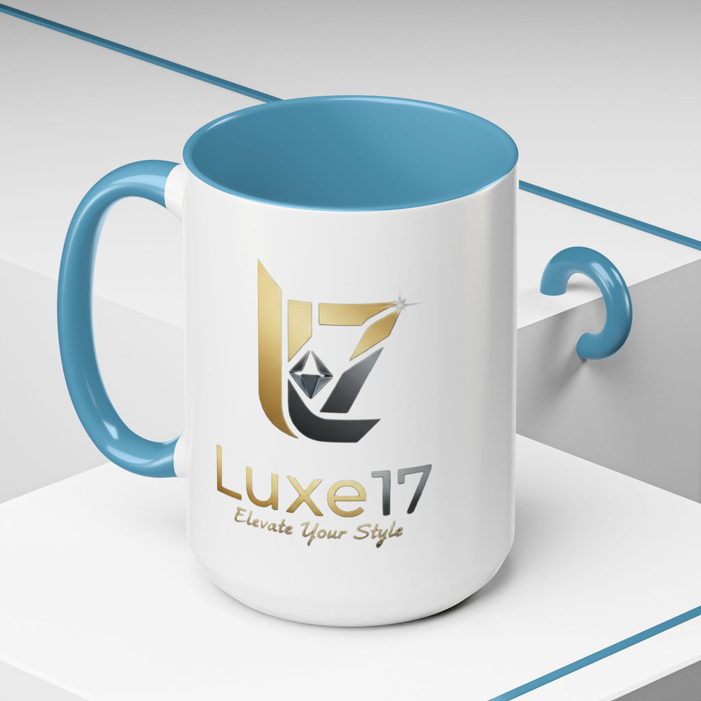 Luxe17 Accent Coffee Mug — Gold Logo 'Elevate Your Style' (11/15oz)