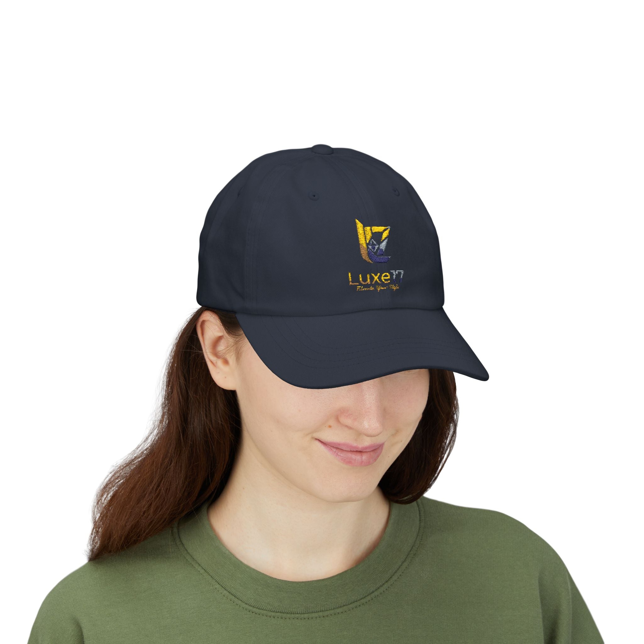 Classic Dad Cap — Luxe17 Embroidered White Baseball Hat
