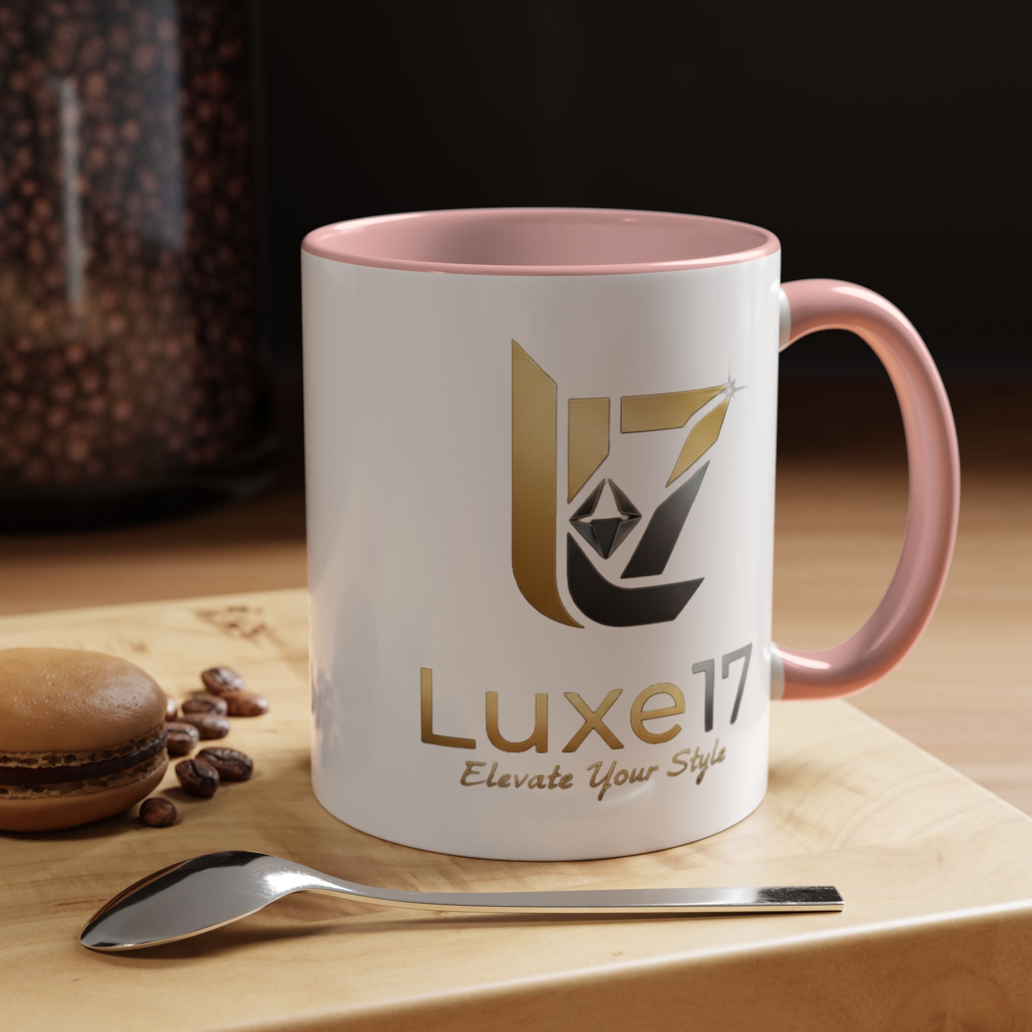 Luxe17 Accent Coffee Mug — Gold Logo 'Elevate Your Style' (11/15oz)