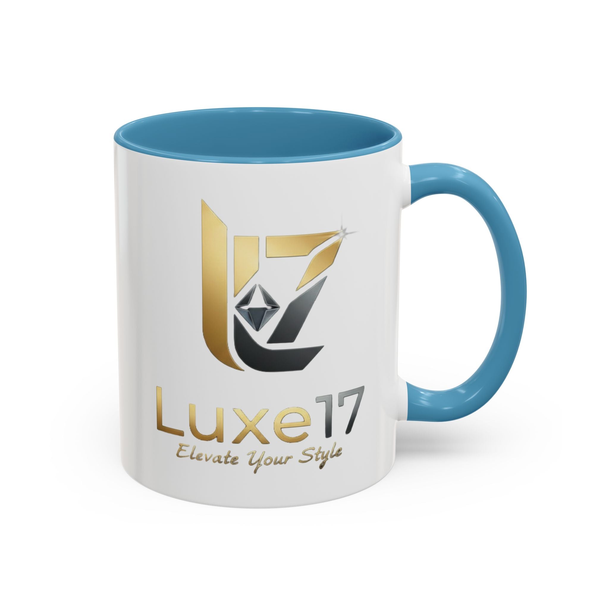 Luxe17 Accent Coffee Mug — Gold Logo 'Elevate Your Style' (11/15oz)
