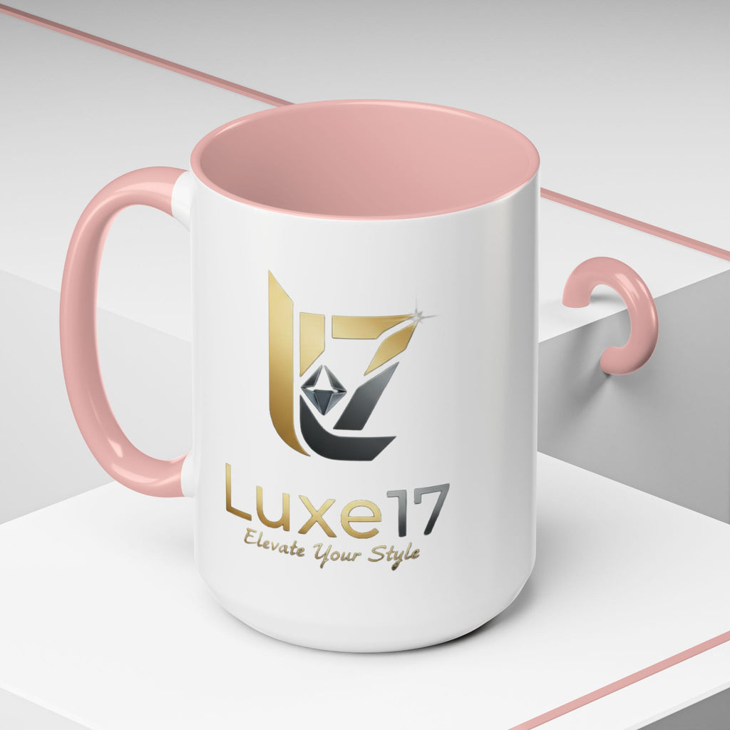 Luxe17 Accent Coffee Mug — Gold Logo 'Elevate Your Style' (11/15oz)