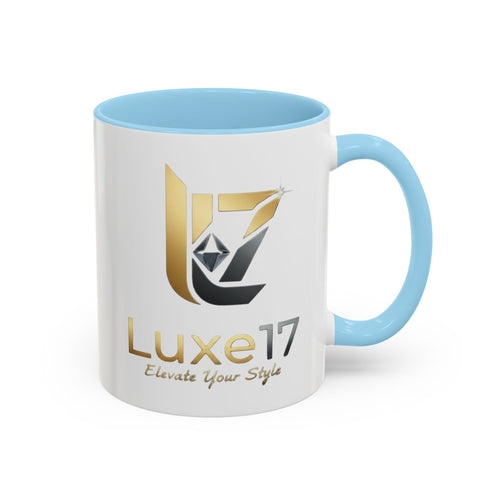 Luxe17 Accent Coffee Mug — Gold Logo 'Elevate Your Style' (11/15oz)