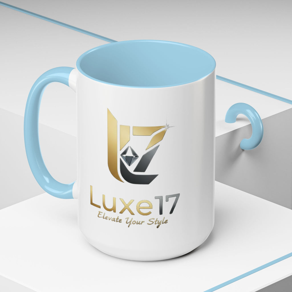 Luxe17 Accent Coffee Mug — Gold Logo 'Elevate Your Style' (11/15oz)