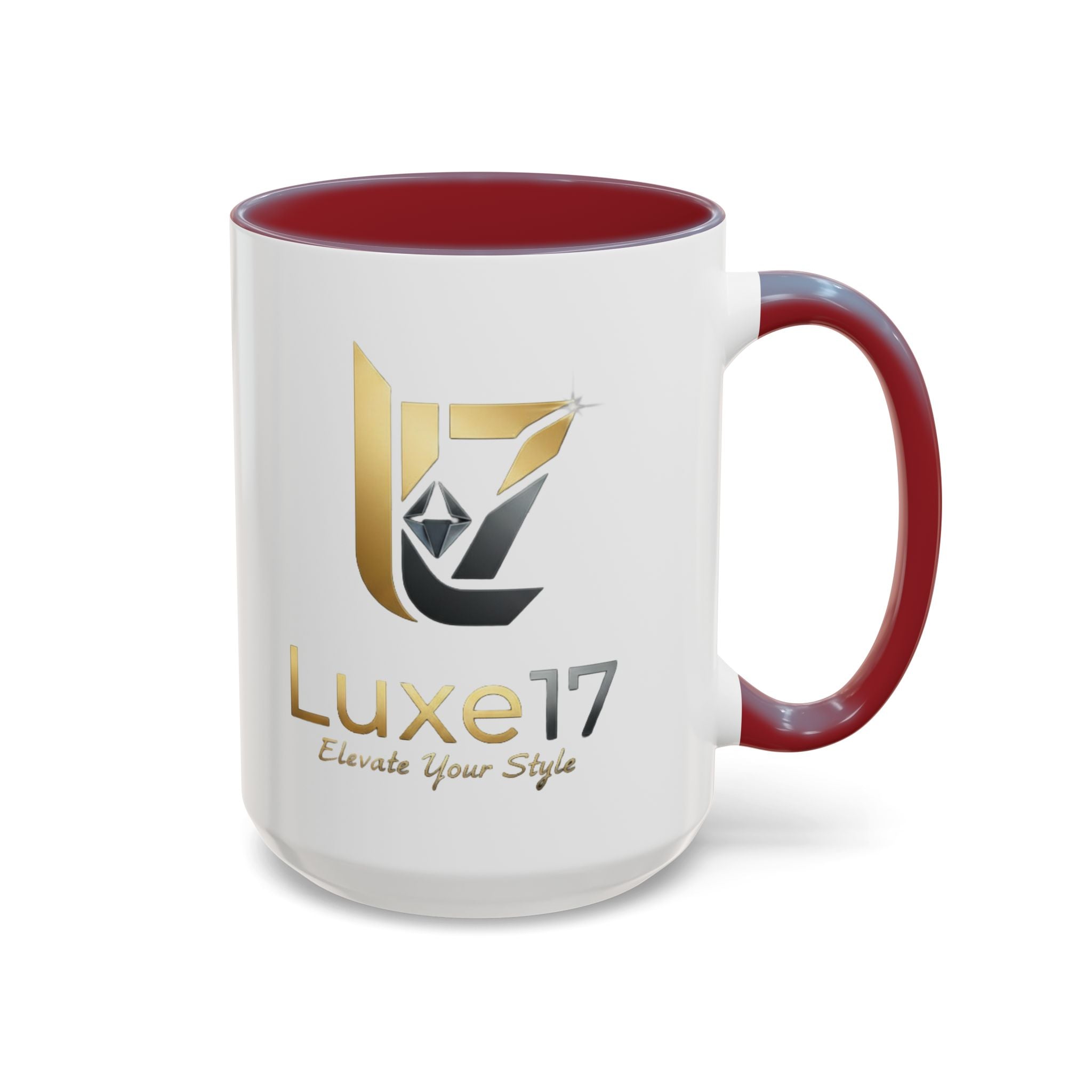 Luxe17 Accent Coffee Mug — Gold Logo 'Elevate Your Style' (11/15oz)