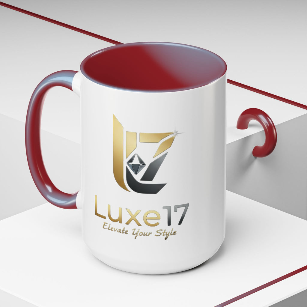 Luxe17 Accent Coffee Mug — Gold Logo 'Elevate Your Style' (11/15oz)